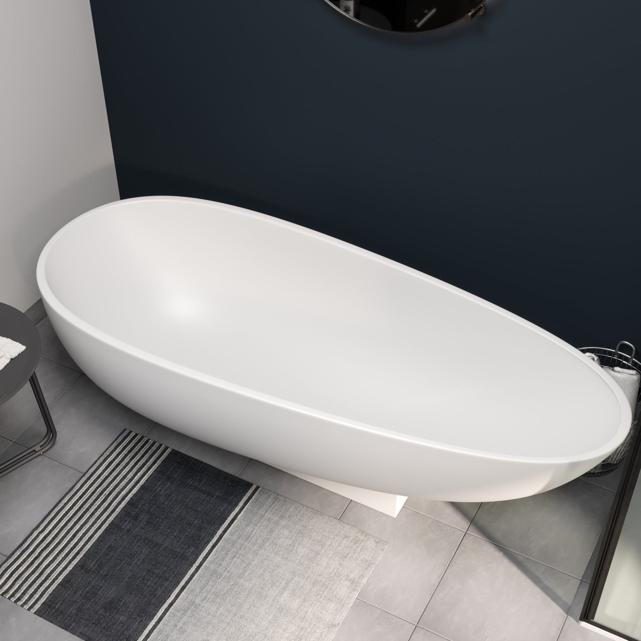 Cambridge Plumbing, Cambridge Plumbing 71" White Cultured Marble Double Ended Pedestal Bathtub With No Faucet Holes