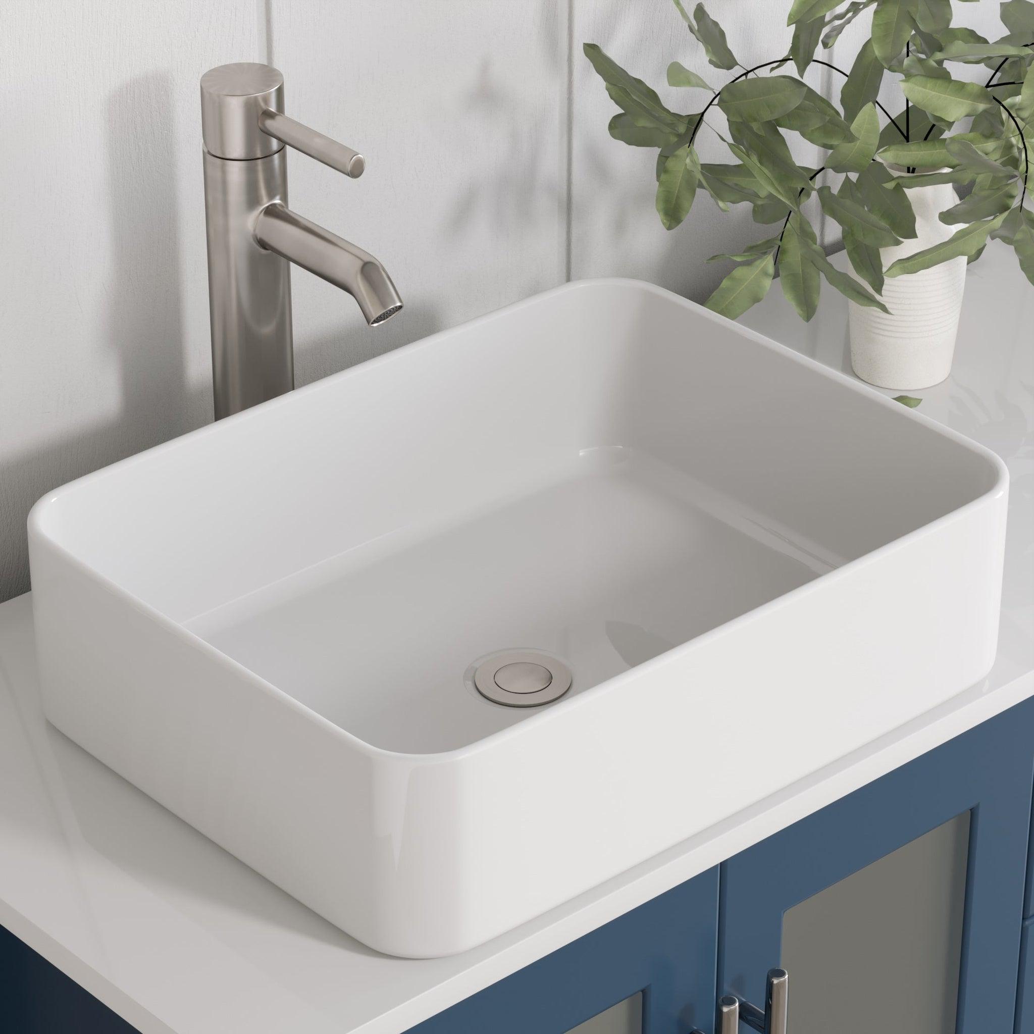 Cambridge Plumbing, Cambridge Plumbing 72" Modern Wood and Porcelain Vanity with Brushed Nickel Plumbing-8119XLS-BN