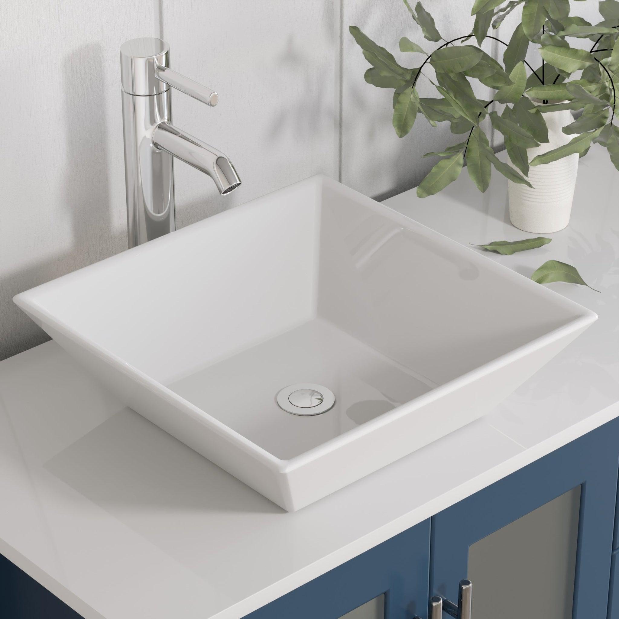 Cambridge Plumbing, Cambridge Plumbing 72" Modern Wood and Porcelain Vanity with Polished Chrome Plumbing-8119-XLSF-CP