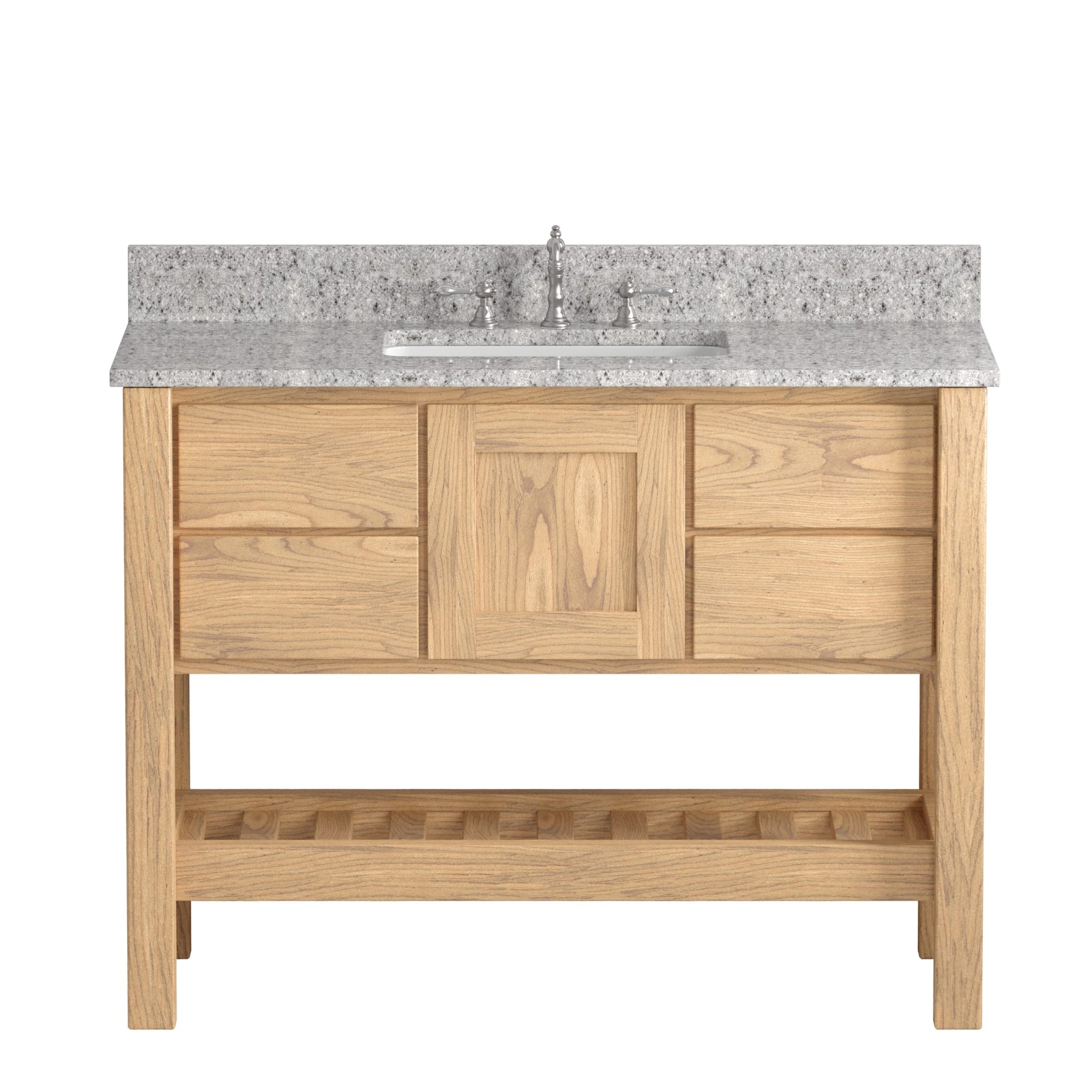 Cambridge Plumbing, Cambridge Plumbing USA Patriot 48" Brown Solid Oak Wood Single Bathroom Vanity With Pepper Countertop Finish And Engineered Composite Countertop, Backsplash And Basin Sink