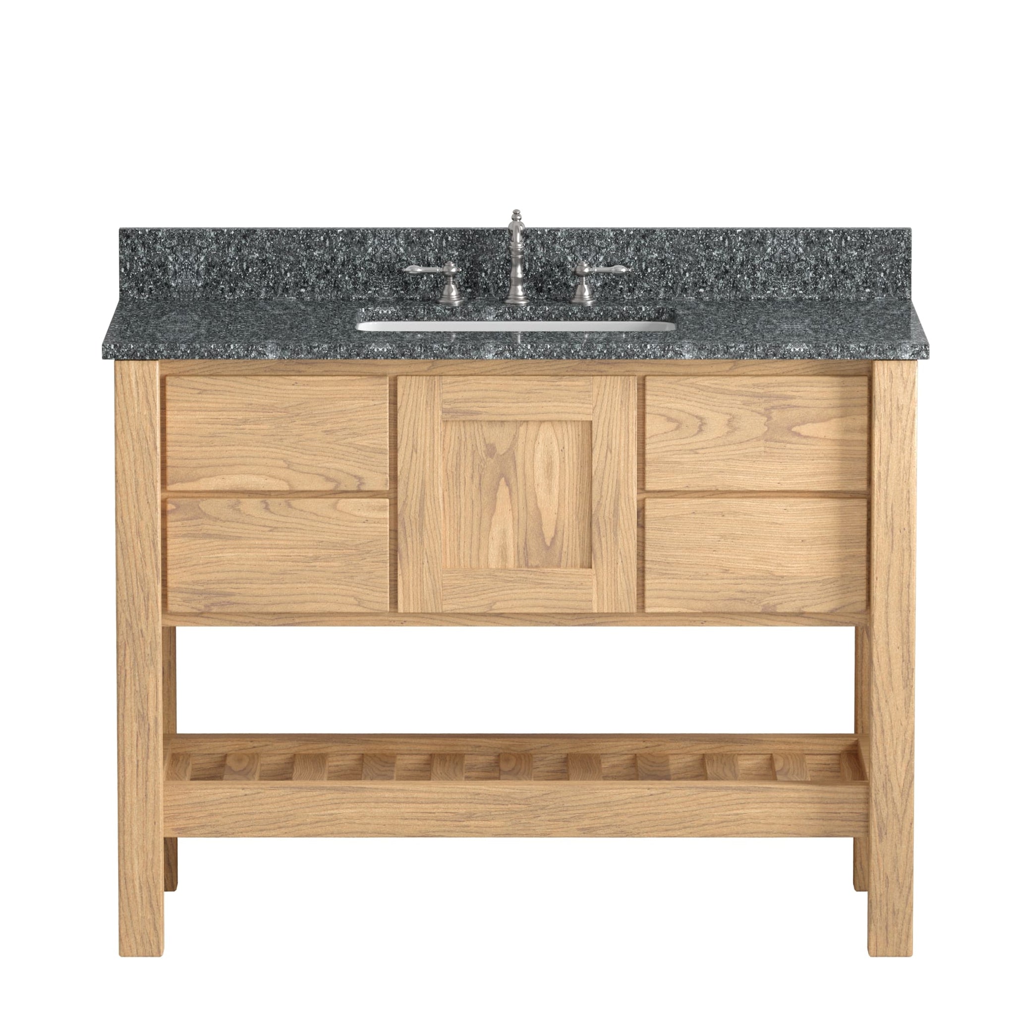 Cambridge Plumbing, Cambridge Plumbing USA Patriot 48" Brown Solid Oak Wood Single Bathroom Vanity With Starry Countertop Finish And Engineered Composite Countertop, Backsplash And Basin Sink