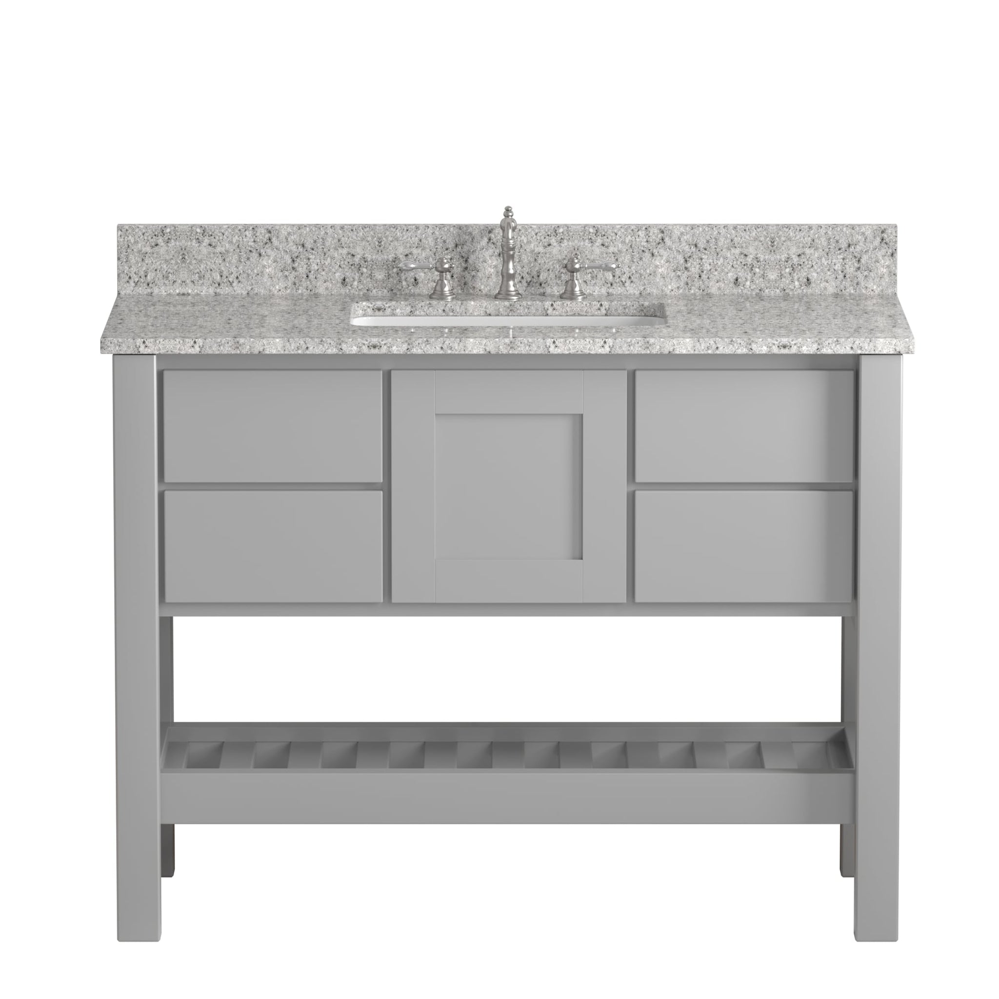 Cambridge Plumbing, Cambridge Plumbing USA Patriot 48" Gray Solid Wood Single Bathroom Vanity With Pepper Countertop Finish And Engineered Composite Countertop, Backsplash And Basin Sink