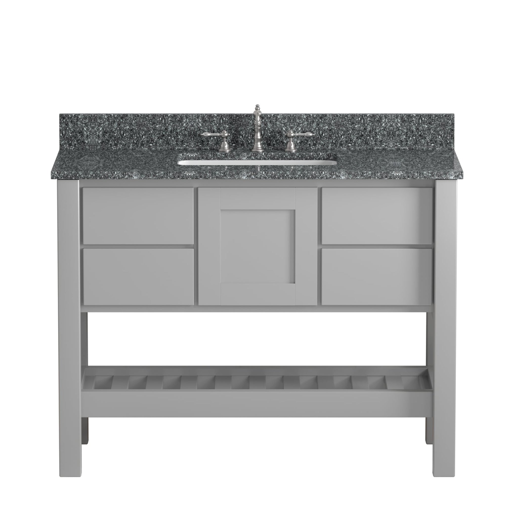 Cambridge Plumbing, Cambridge Plumbing USA Patriot 48" Gray Solid Wood Single Bathroom Vanity With Starry Countertop Finish And Engineered Composite Countertop, Backsplash And Basin Sink