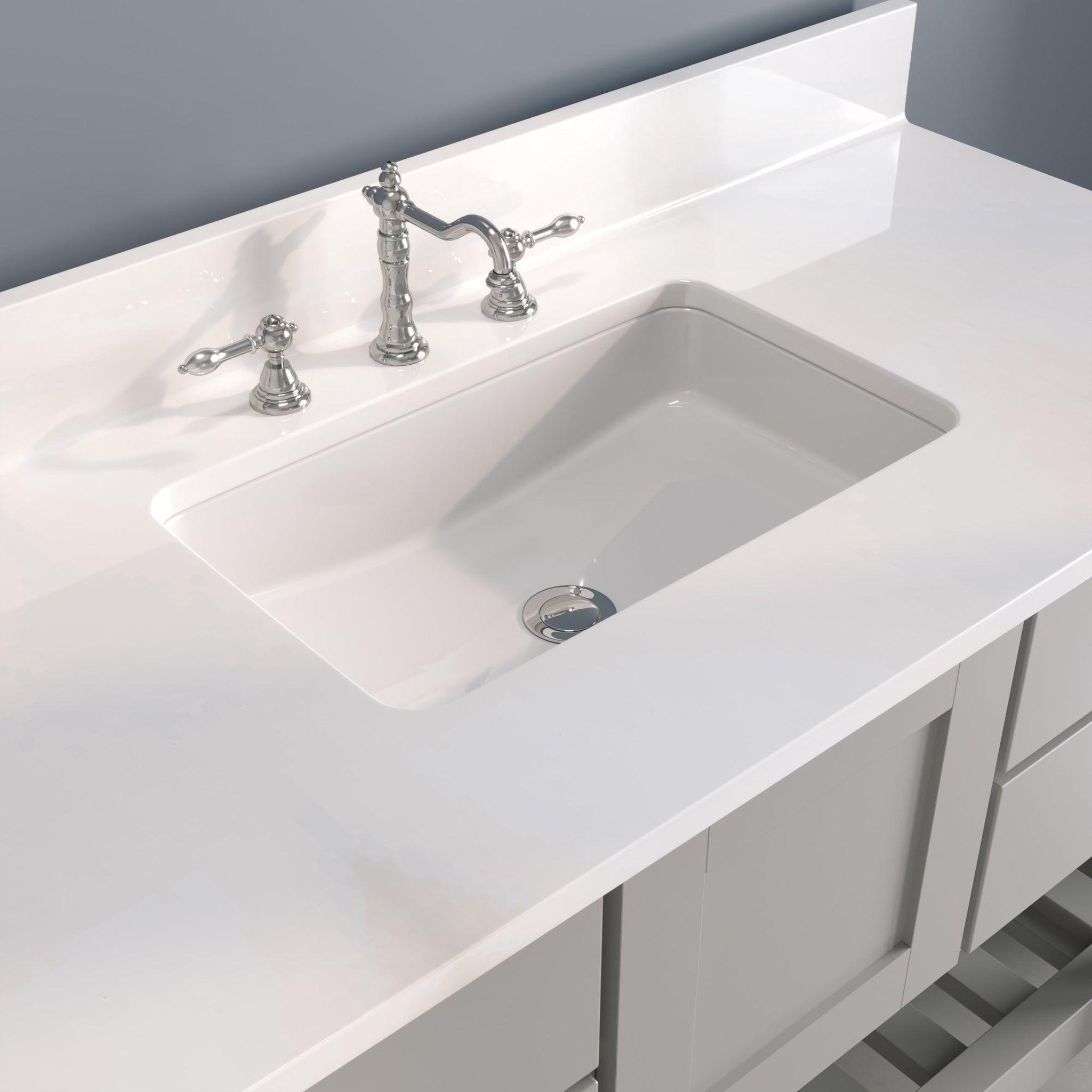 Cambridge Plumbing, Cambridge Plumbing USA Patriot 48" Gray Solid Wood Single Bathroom Vanity With White Countertop Finish And Engineered Composite Countertop, Backsplash And Basin Sink