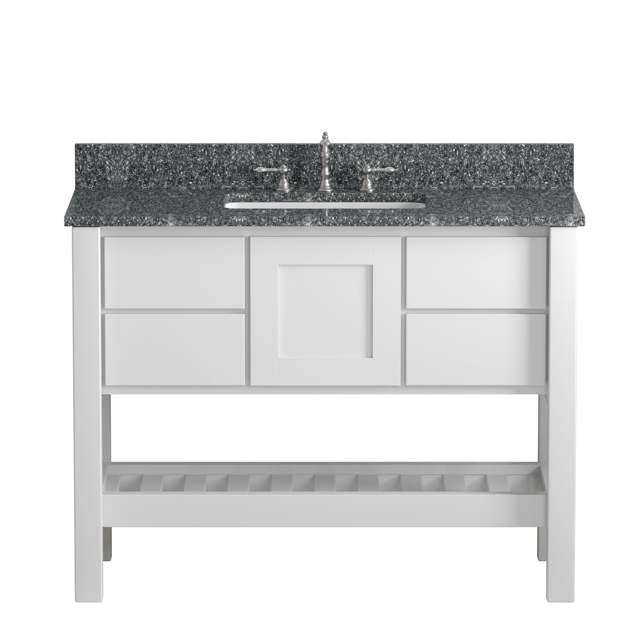 Cambridge Plumbing, Cambridge Plumbing USA Patriot 48" White Solid Wood Single Bathroom Vanity With Starry Countertop Finish And Engineered Composite Countertop, Backsplash And Basin Sink