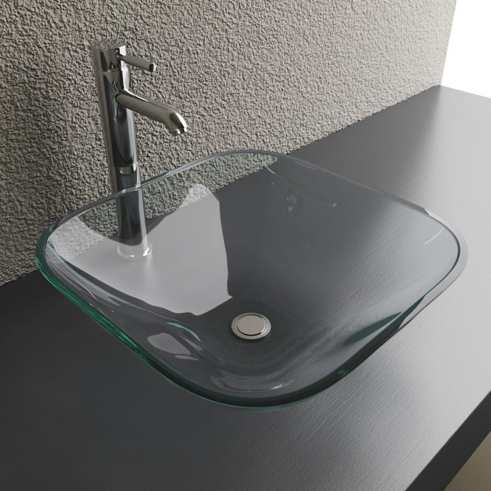 Cantrio Koncepts, Cantrio Koncepts GS-101 17" Square Clear Tempered Glass Vessel Sink