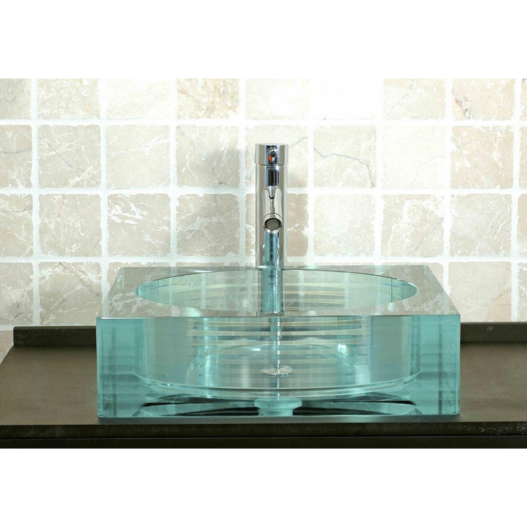 Cantrio Koncepts, Cantrio Koncepts GS-107 18" Layered Crystal Glass Vessel Sink