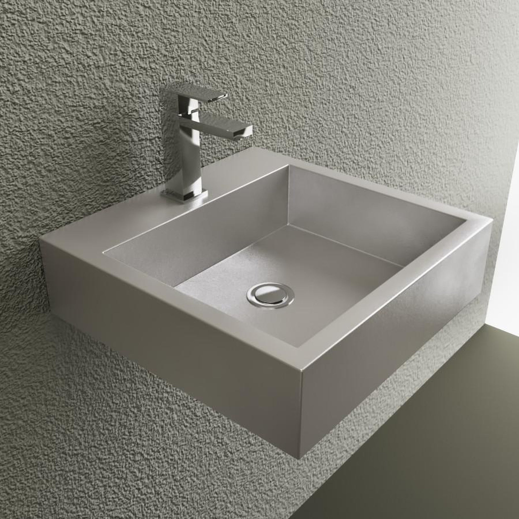 Cantrio Koncepts, Cantrio Koncepts MS-005 18" Square Brushed Stainless Steel Dual Mount Sink With Faucet Hole