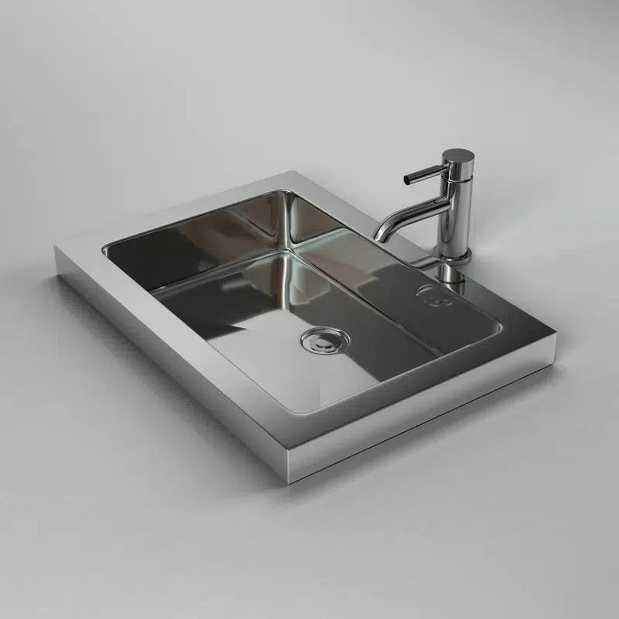 Cantrio Koncepts, Cantrio Koncepts MS-023 23" Rectangle Polished Chrome Stainless Steel Undermount Sink