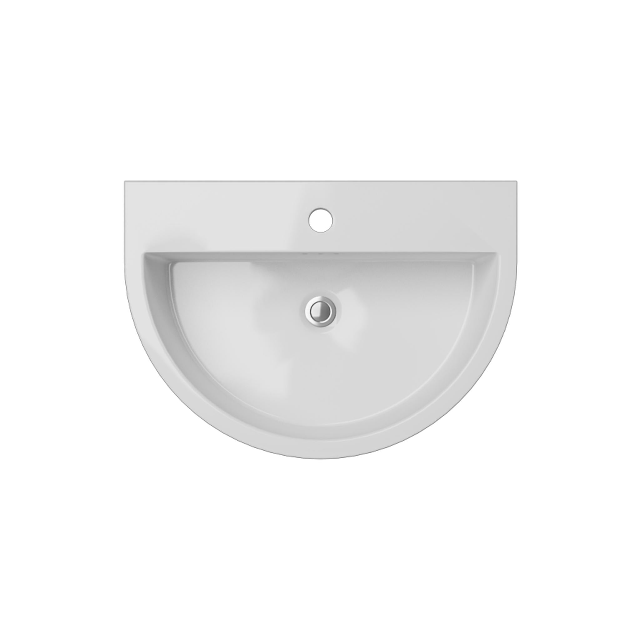 Cantrio Koncepts, Cantrio Koncepts PS-009 24" x 17" White D-Shaped Vitreous China Wall-Mounted Sink With Overflow and Single Faucet Hole