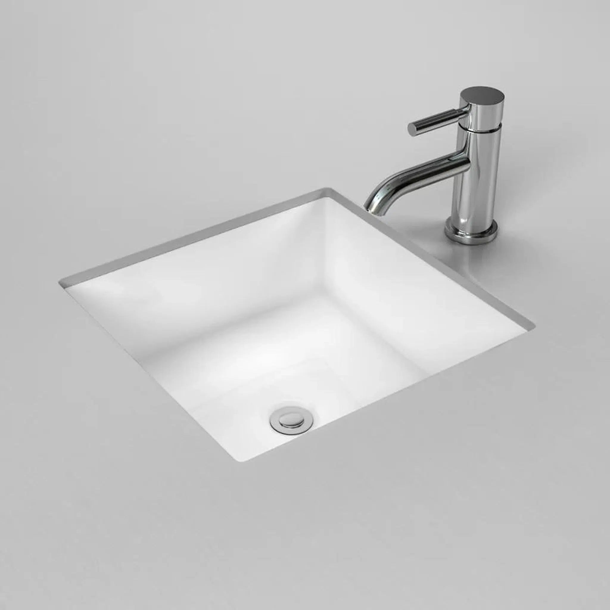 Cantrio Koncepts, Cantrio Koncepts PS-105 16" Square White Vitreous China Undermount Sink With Overflow