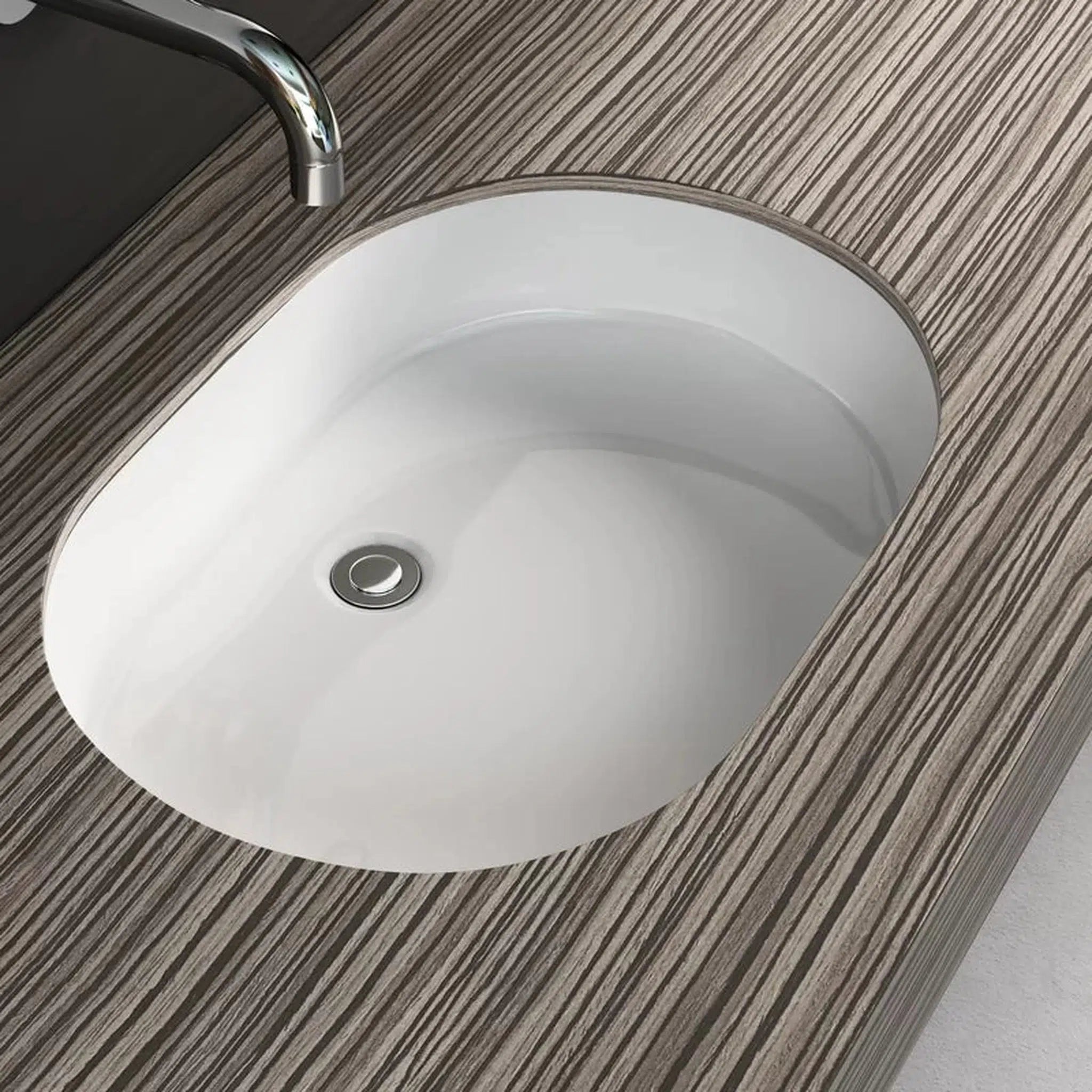 Cantrio Koncepts, Cantrio Koncepts PS-110 21" x 15" White Oval Vitreous China Undermount Bathroom Sink With Overflow