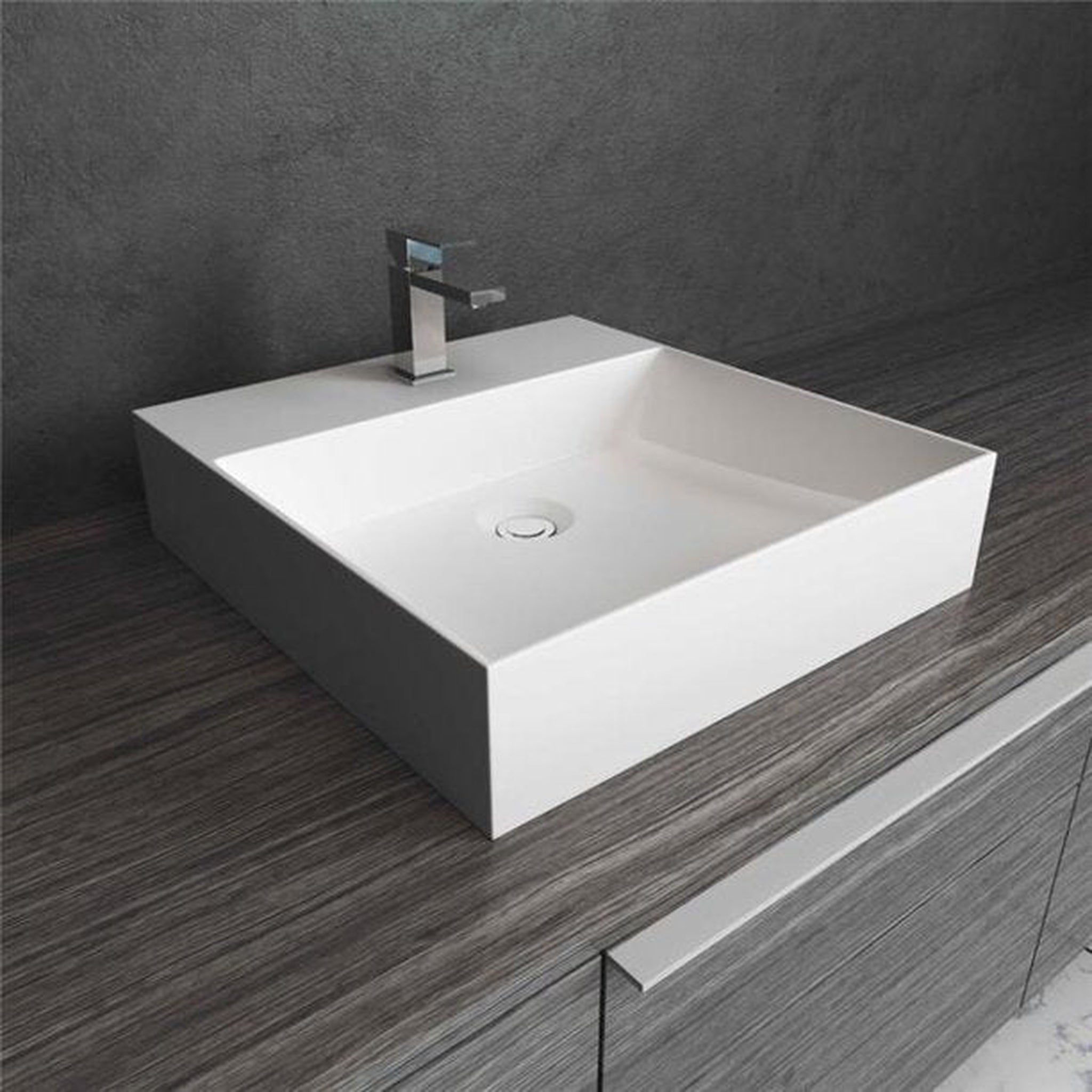 Cantrio Koncepts, Cantrio Koncepts PS-1617-3 17" White Rectangle Vessel Bathroom Sink With Single Faucet Hole and Overflow