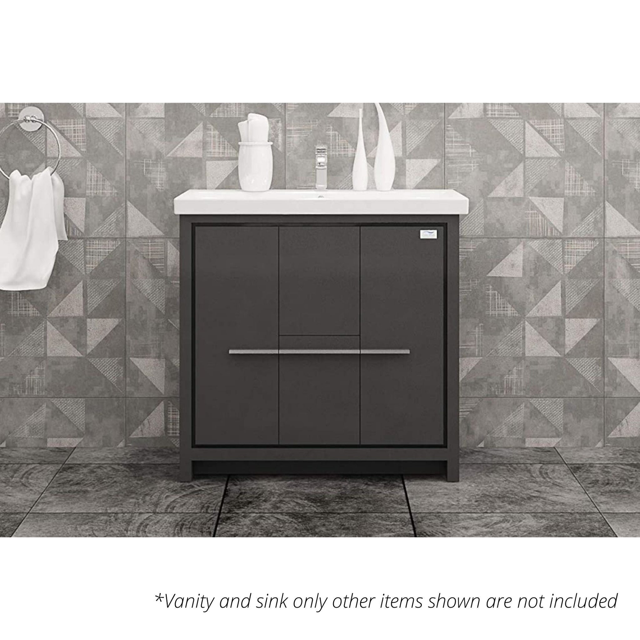 Casa Mare, Casa Mare Alessio 32" Glossy Gray Bathroom Vanity and Ceramic Sink Combo