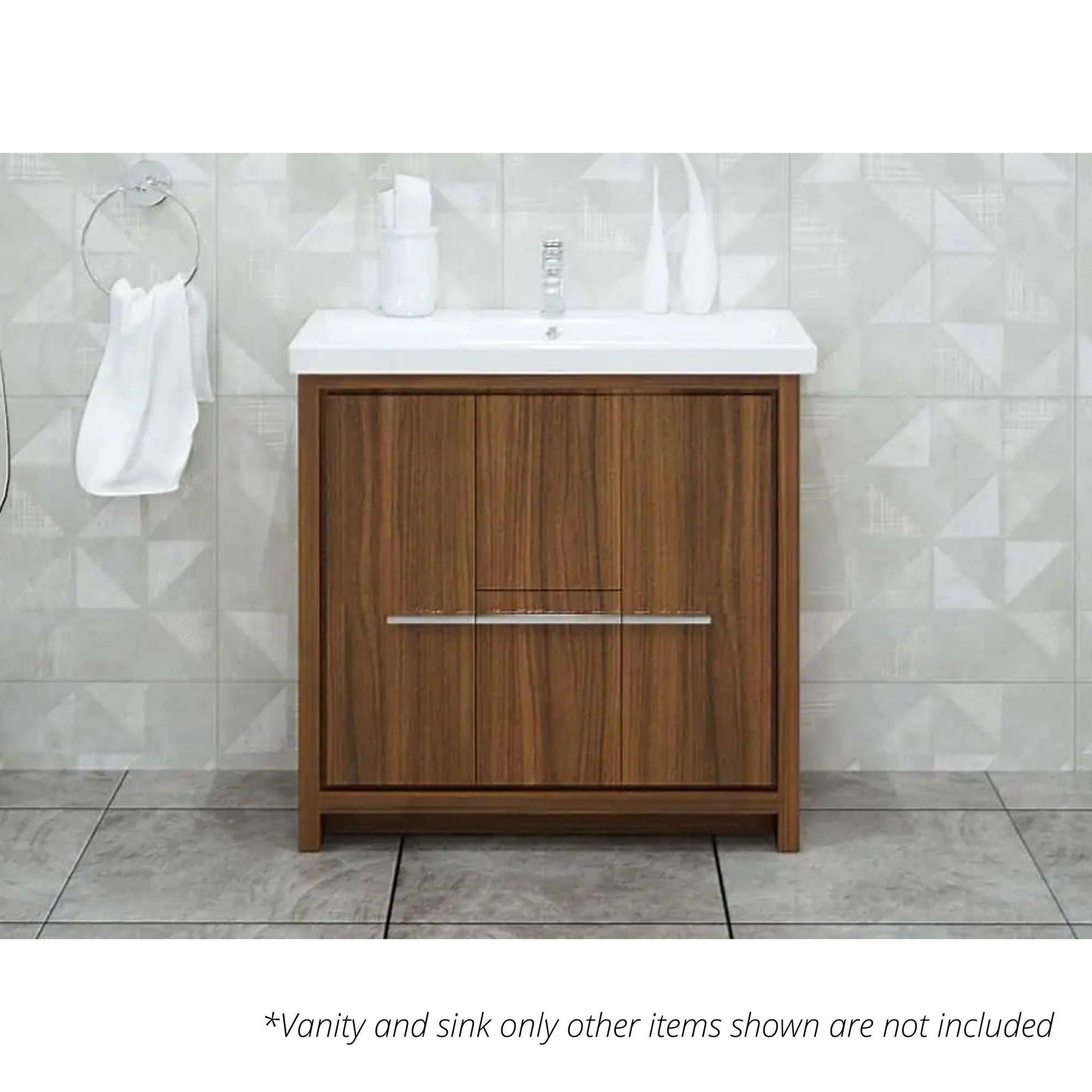 Casa Mare, Casa Mare Alessio 32" Matte Walnut Bathroom Vanity and Ceramic Sink Combo