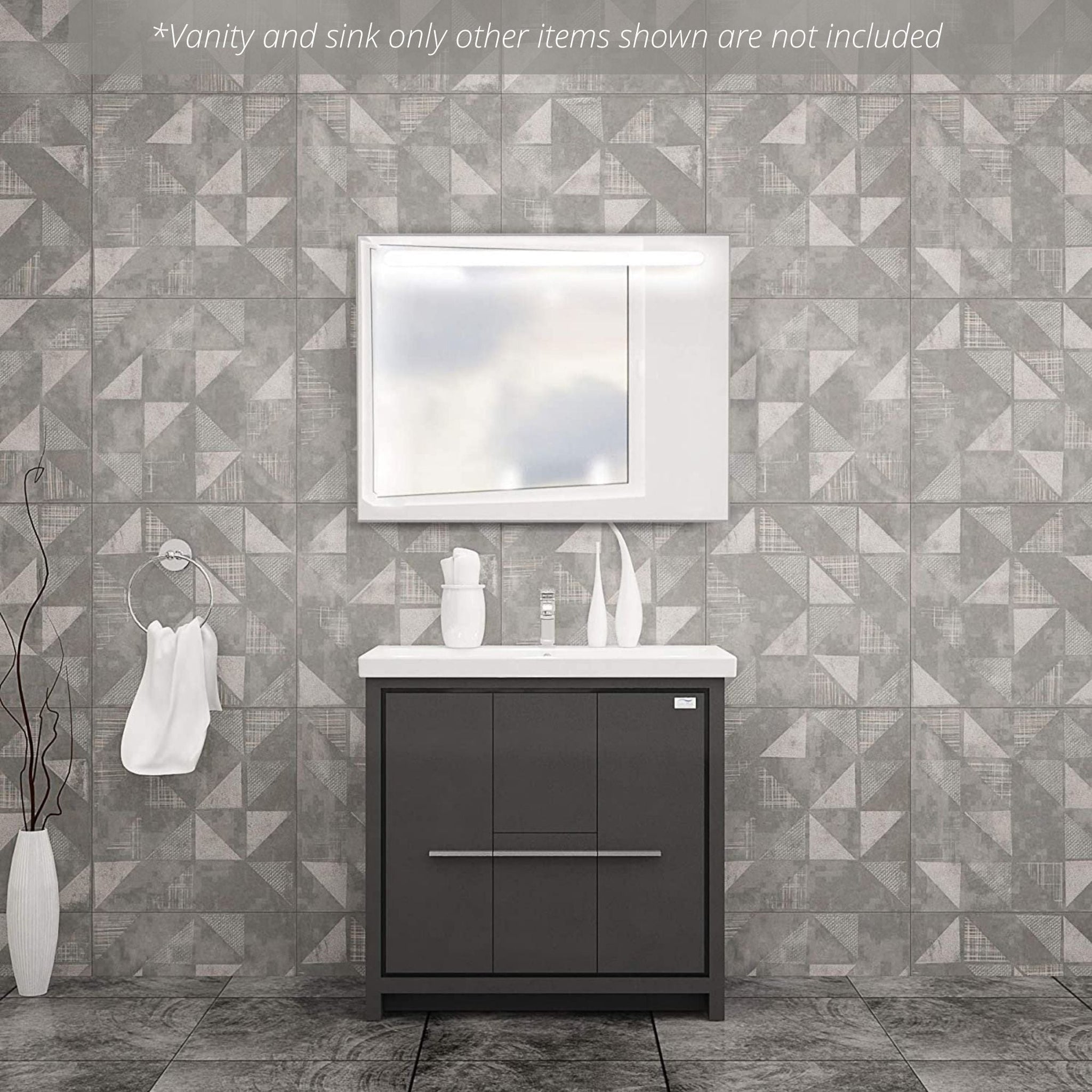 Casa Mare, Casa Mare Alessio 36" Glossy Gray Bathroom Vanity and Ceramic Sink Combo