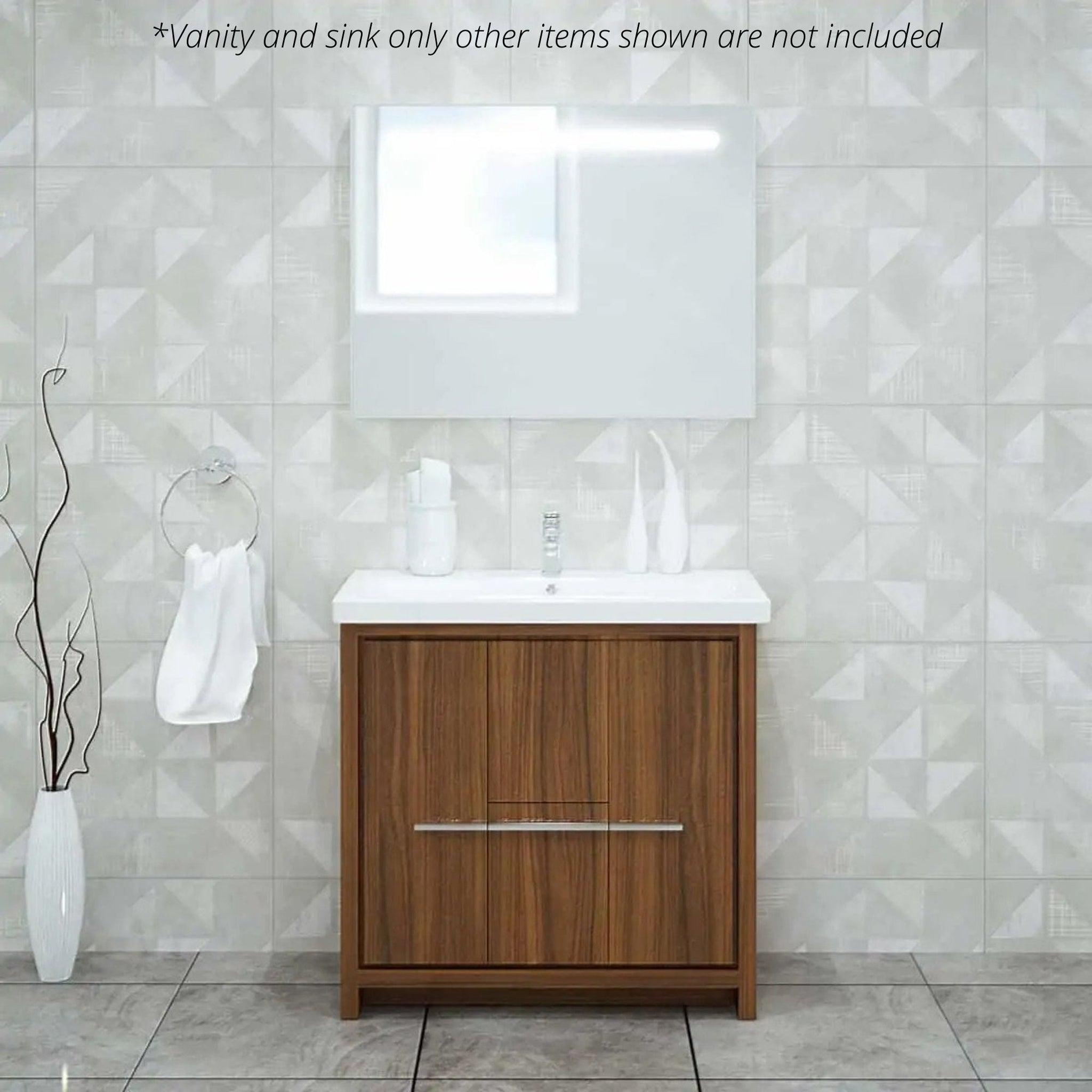 Casa Mare, Casa Mare Alessio 36" Matte Walnut Bathroom Vanity and Ceramic Sink Combo