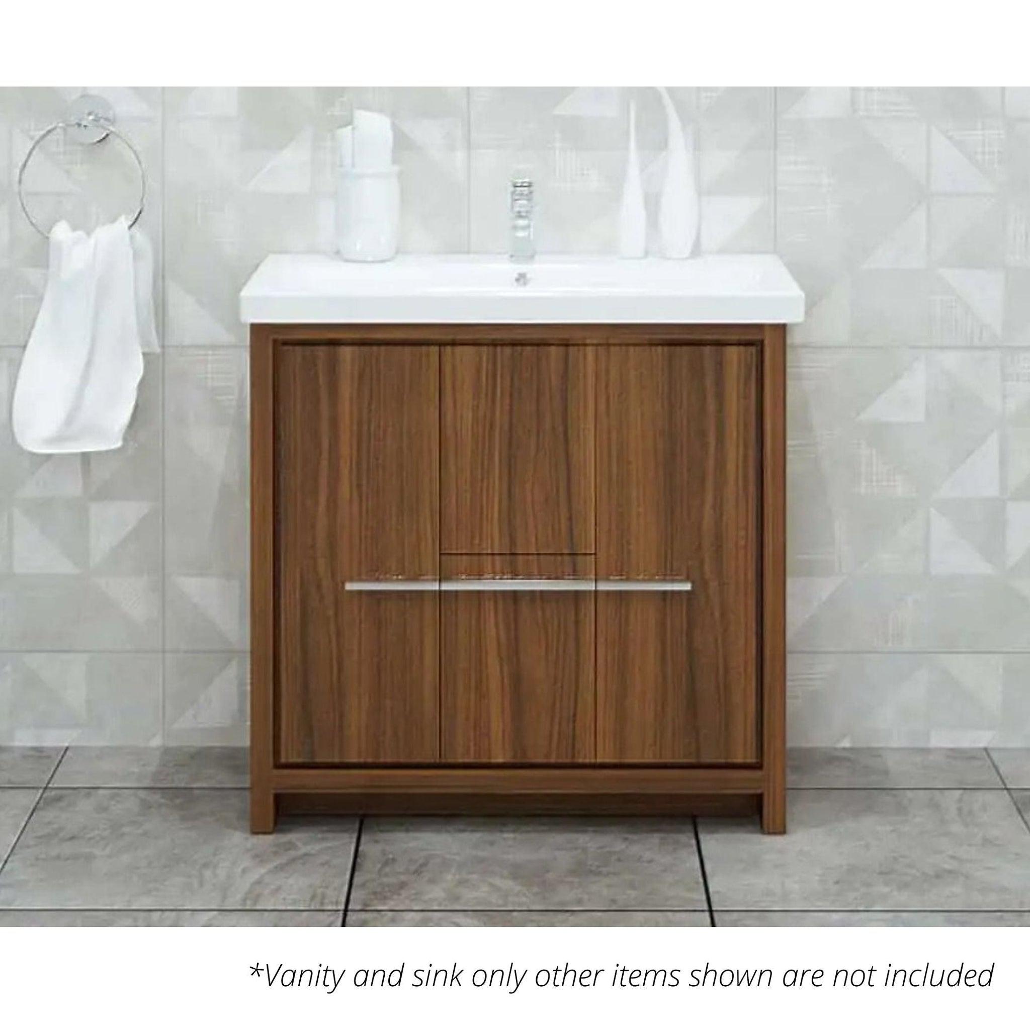 Casa Mare, Casa Mare Alessio 36" Matte Walnut Bathroom Vanity and Ceramic Sink Combo