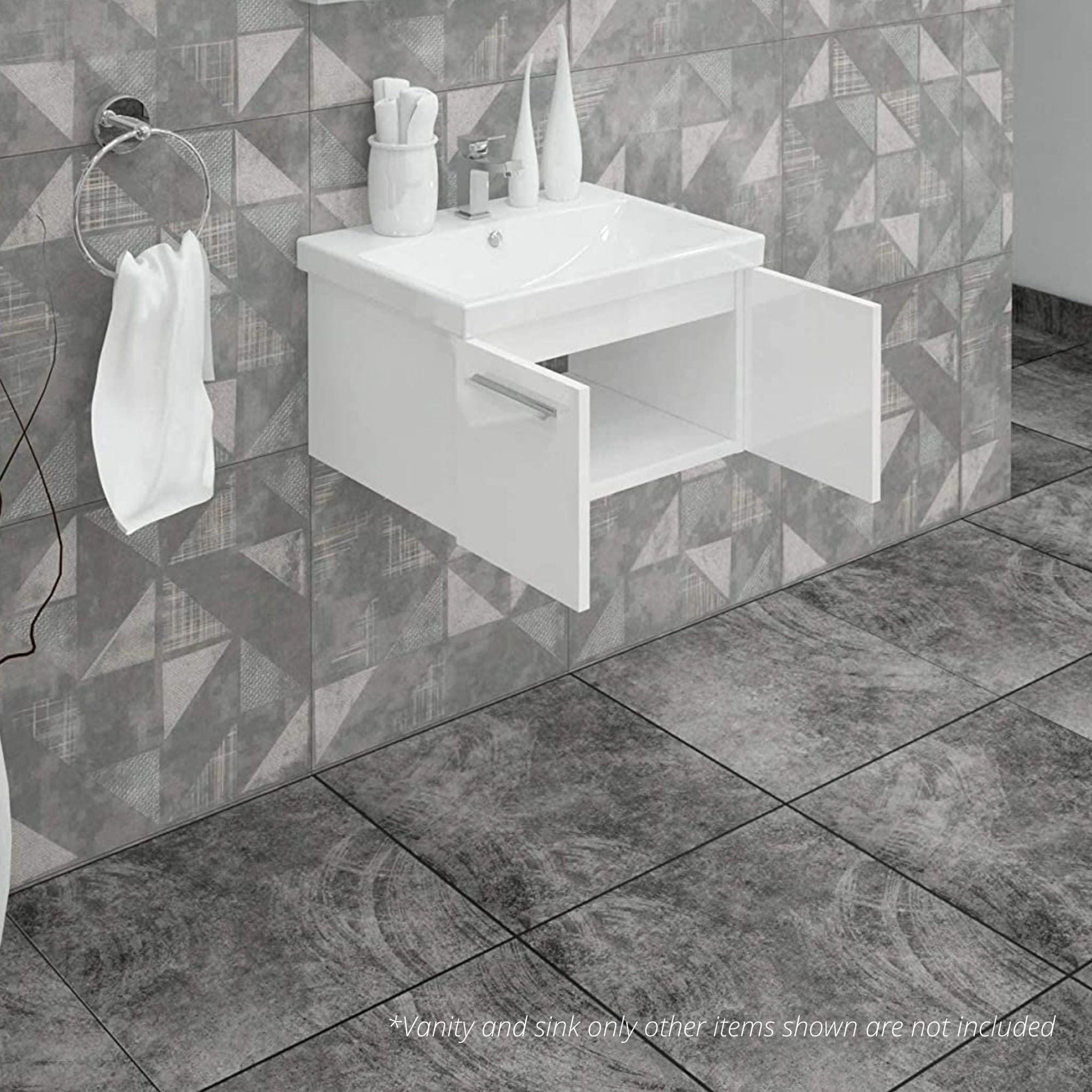 Casa Mare, Casa Mare Aspe 24" Glossy White Wall-Mounted Bathroom Vanity and Ceramic Sink Combo