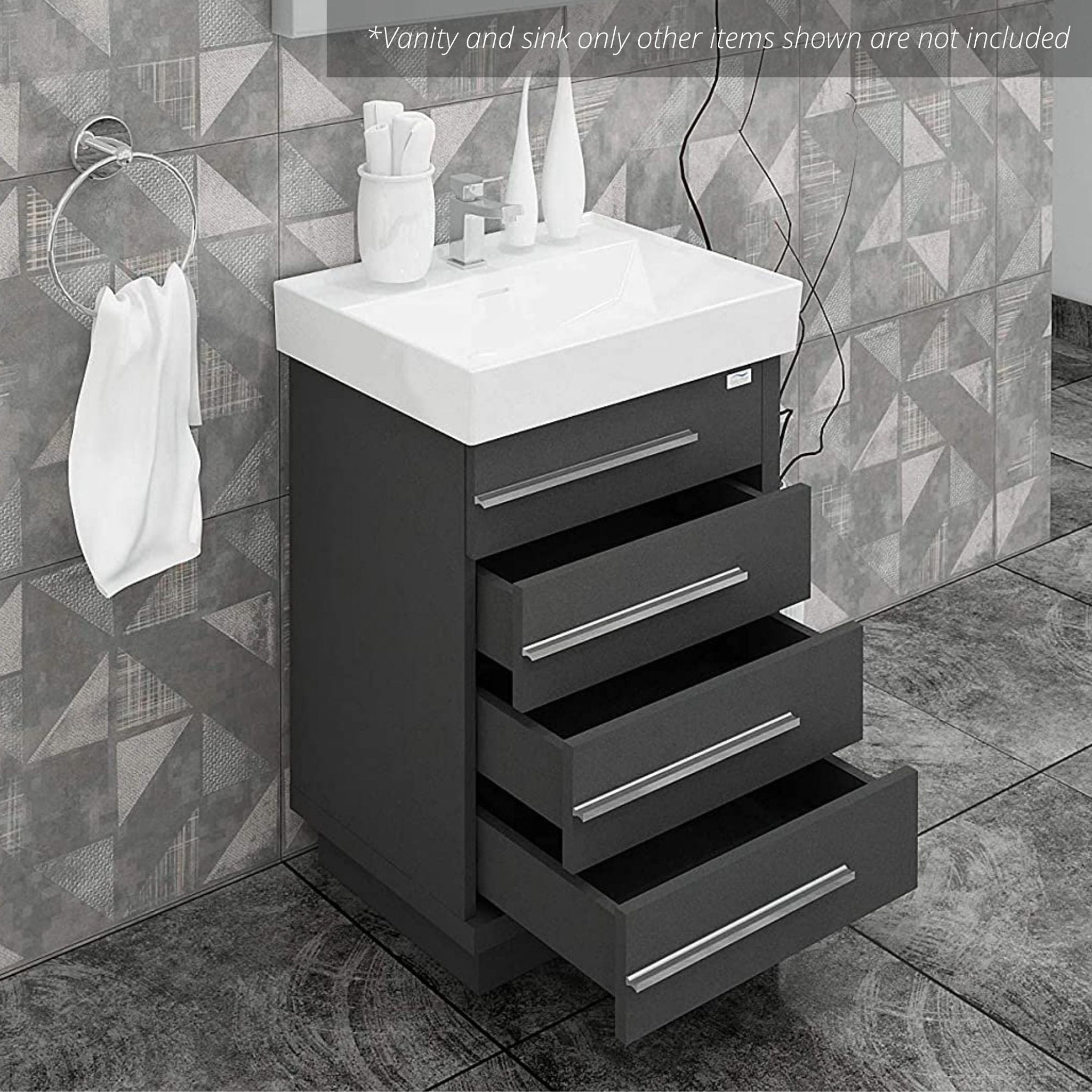 Casa Mare, Casa Mare Domenico 24" Glossy Gray Bathroom Vanity and Ceramic Sink Combo