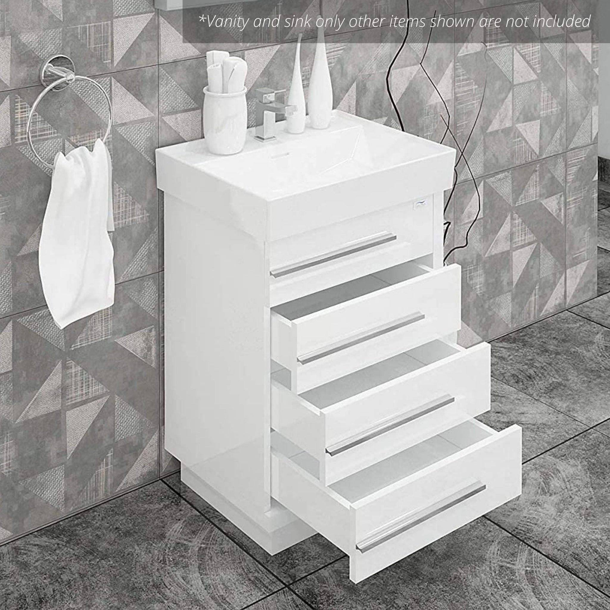 Casa Mare, Casa Mare Domenico 24" Glossy White Bathroom Vanity and Ceramic Sink Combo