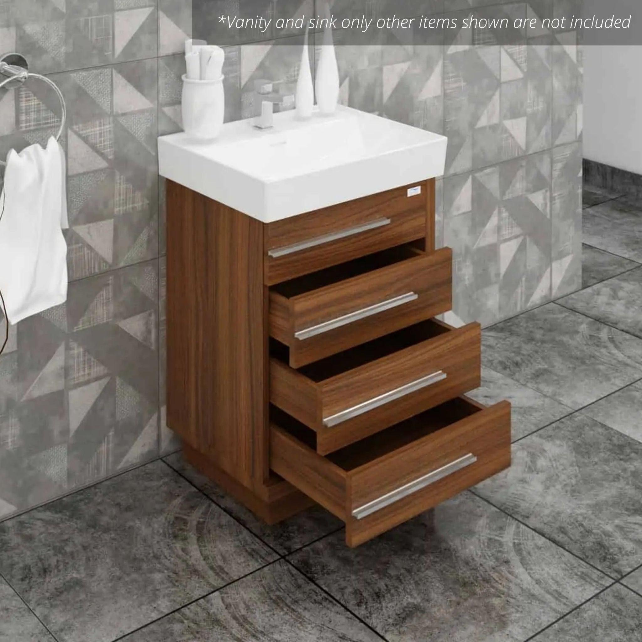 Casa Mare, Casa Mare Domenico 24" Matte Walnut Bathroom Vanity and Ceramic Sink Combo