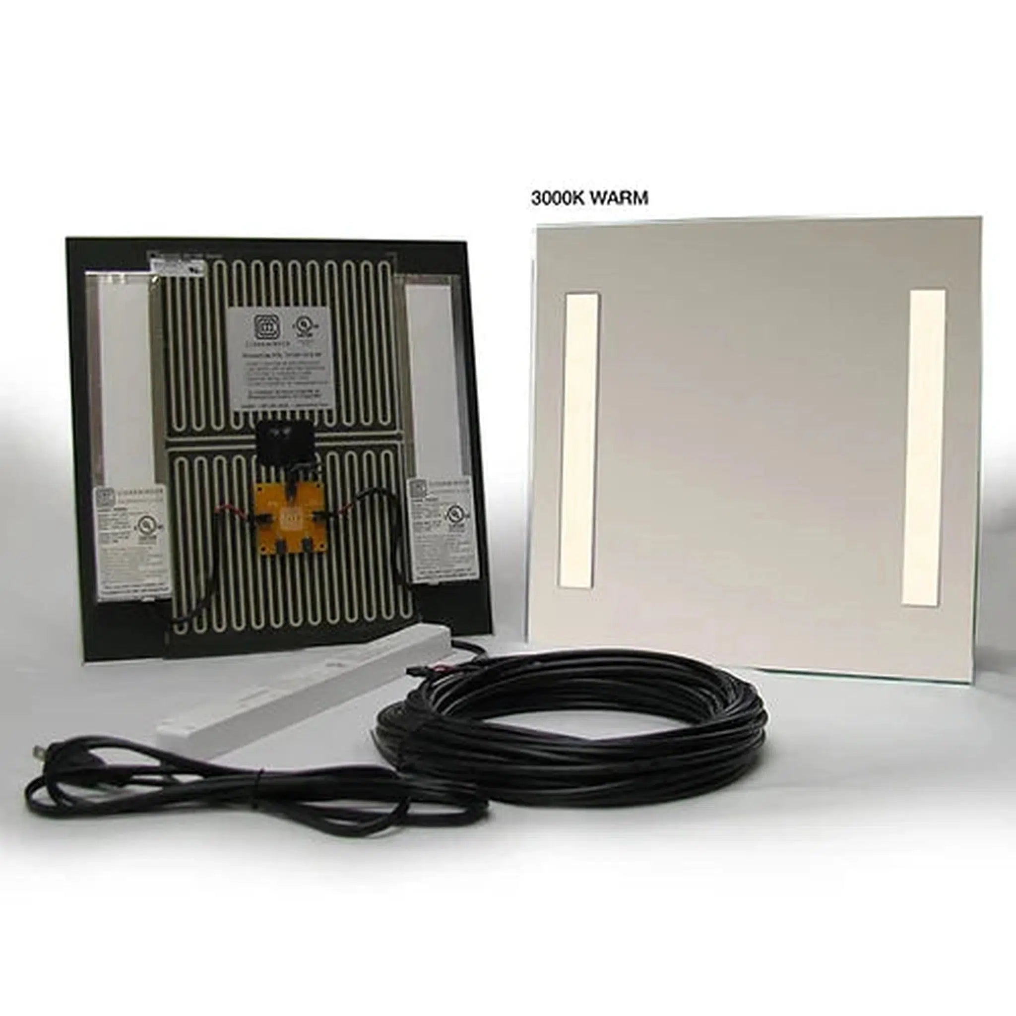 ClearMirror, ClearMirror ShowerLite 12" x 12" Fog-Free Shower Mirror With LED Light Panels and Heating Pad