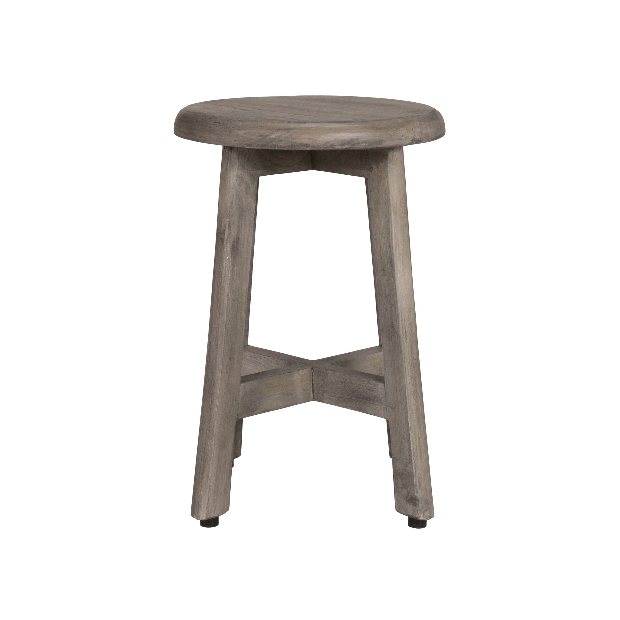 CoastalVogue by E&T Horizons, CoastalVogue Shoji 12" Antique Gray Solid Teak Wood Round Seat Shower Stool