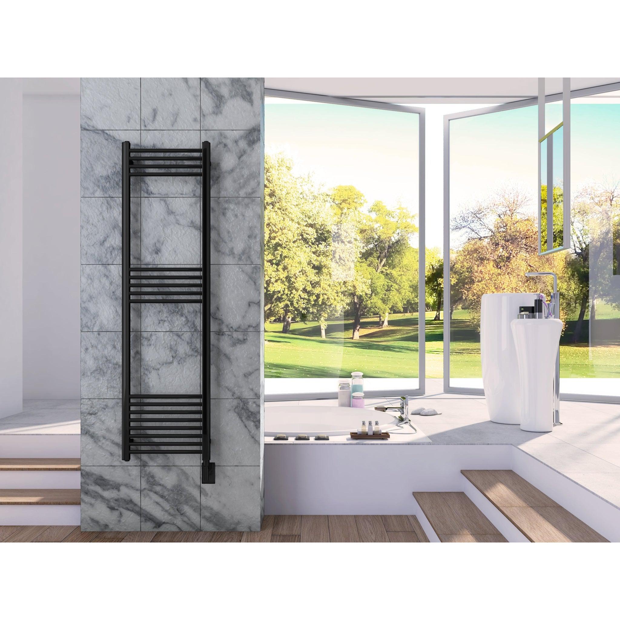 Paris Mirror by IBMirror, Cozy in Paris EOS 20" x 63" 500 W 425 BTU Black Electric Heating Wall-Mounted Towel Warmer