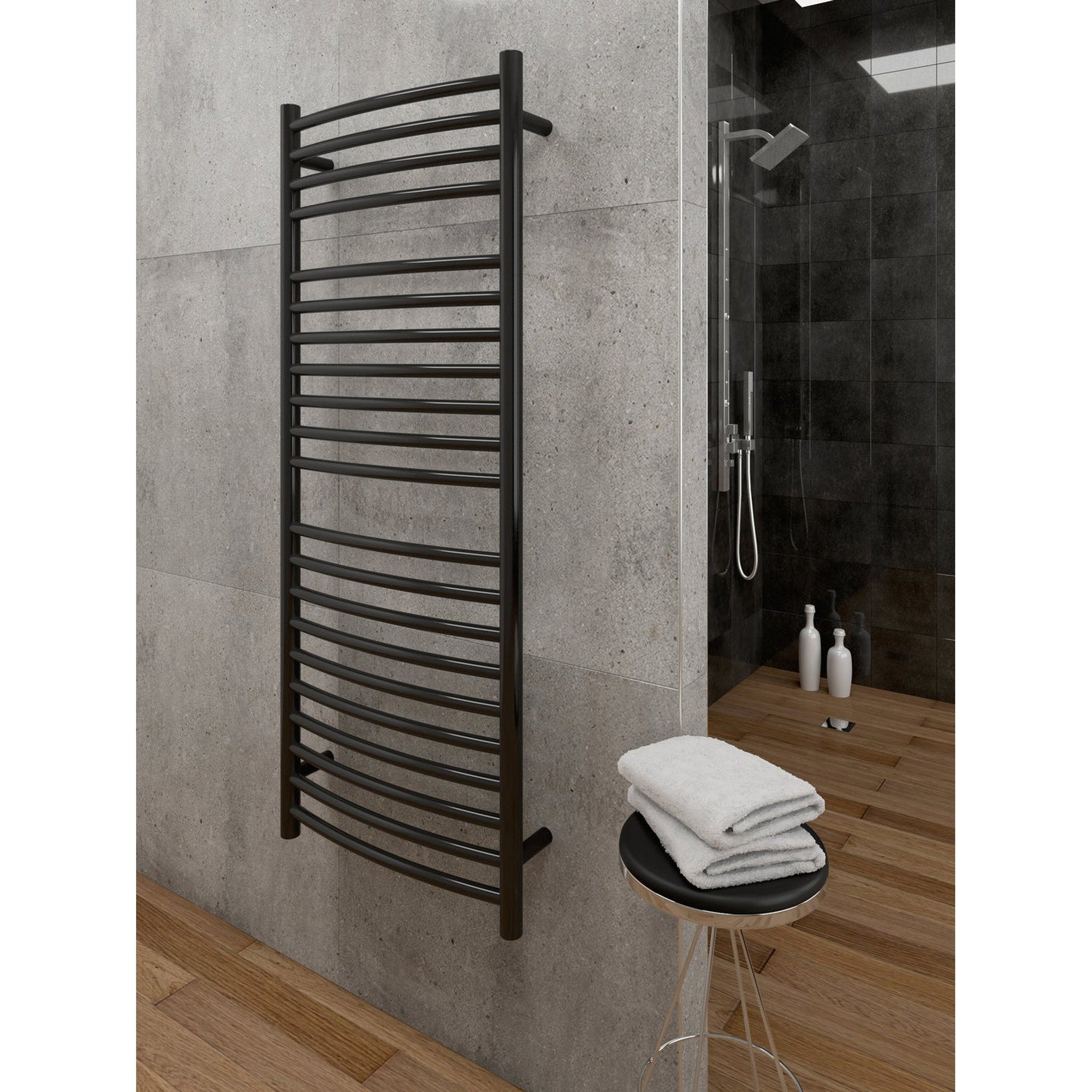 Paris Mirror by IBMirror, Cozy in Paris Hestia 24" x 59" 210 W 716 BTU Black Electric Heating Wall-Mounted Towel Warmer