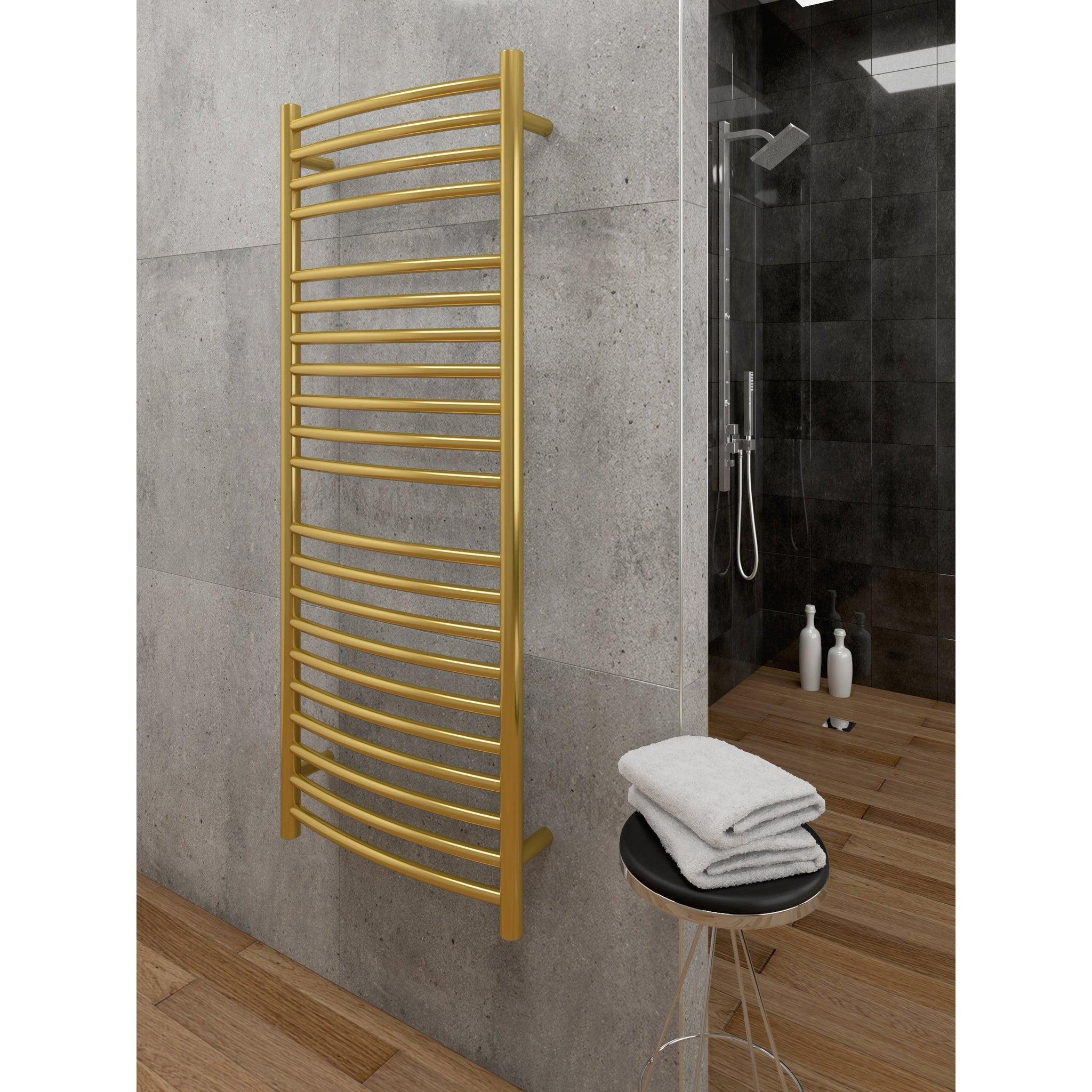 Paris Mirror by IBMirror, Cozy in Paris Hestia 24" x 59" 210 W 716 BTU Gold Electric Heating Wall-Mounted Towel Warmer