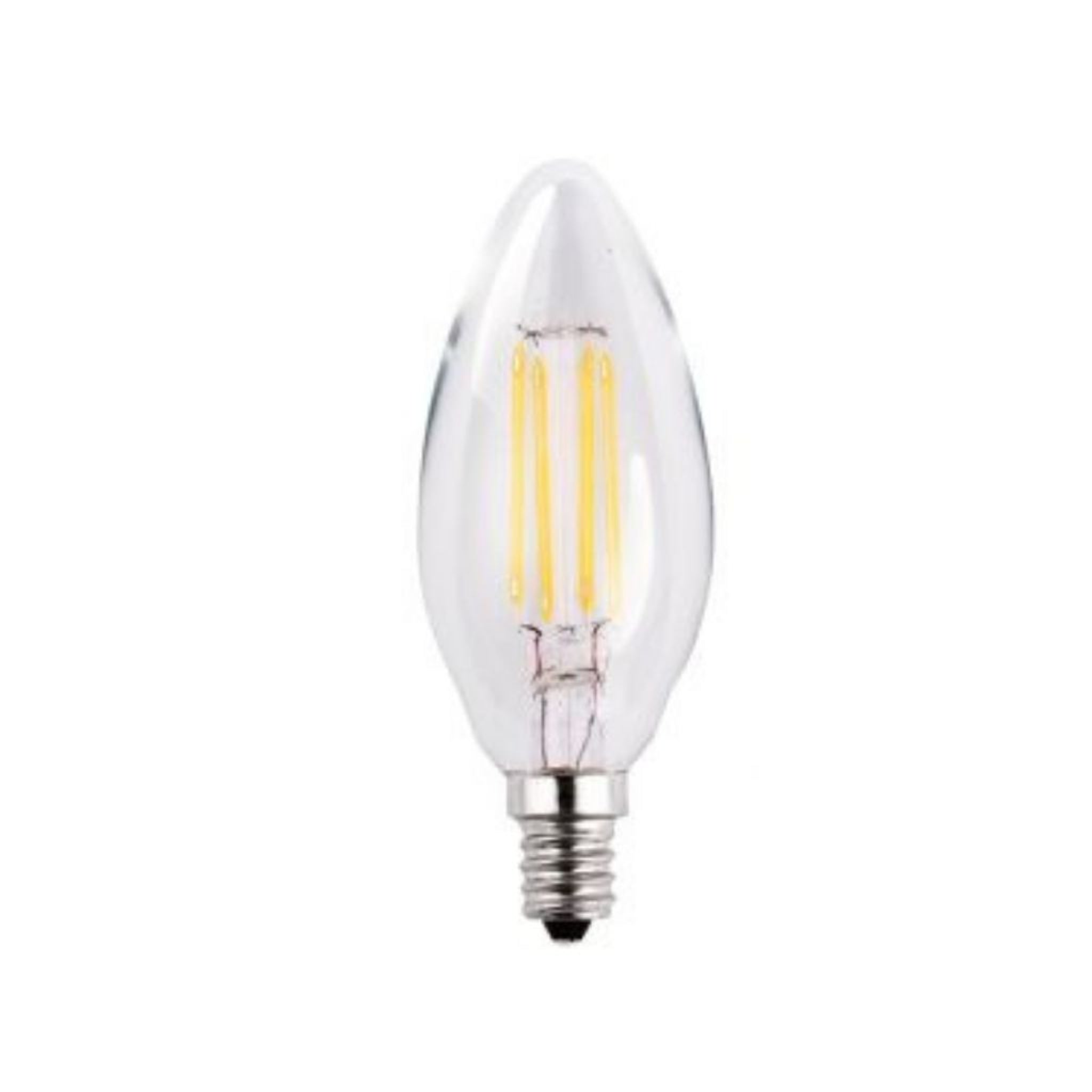 Craftmade, Craftmade 2-Watt Candle-Style With Straight Tip, Clear Finish, E12 Candelabra Base, 3.6" M.O.L., 2700K Warm White LED Light Bulb