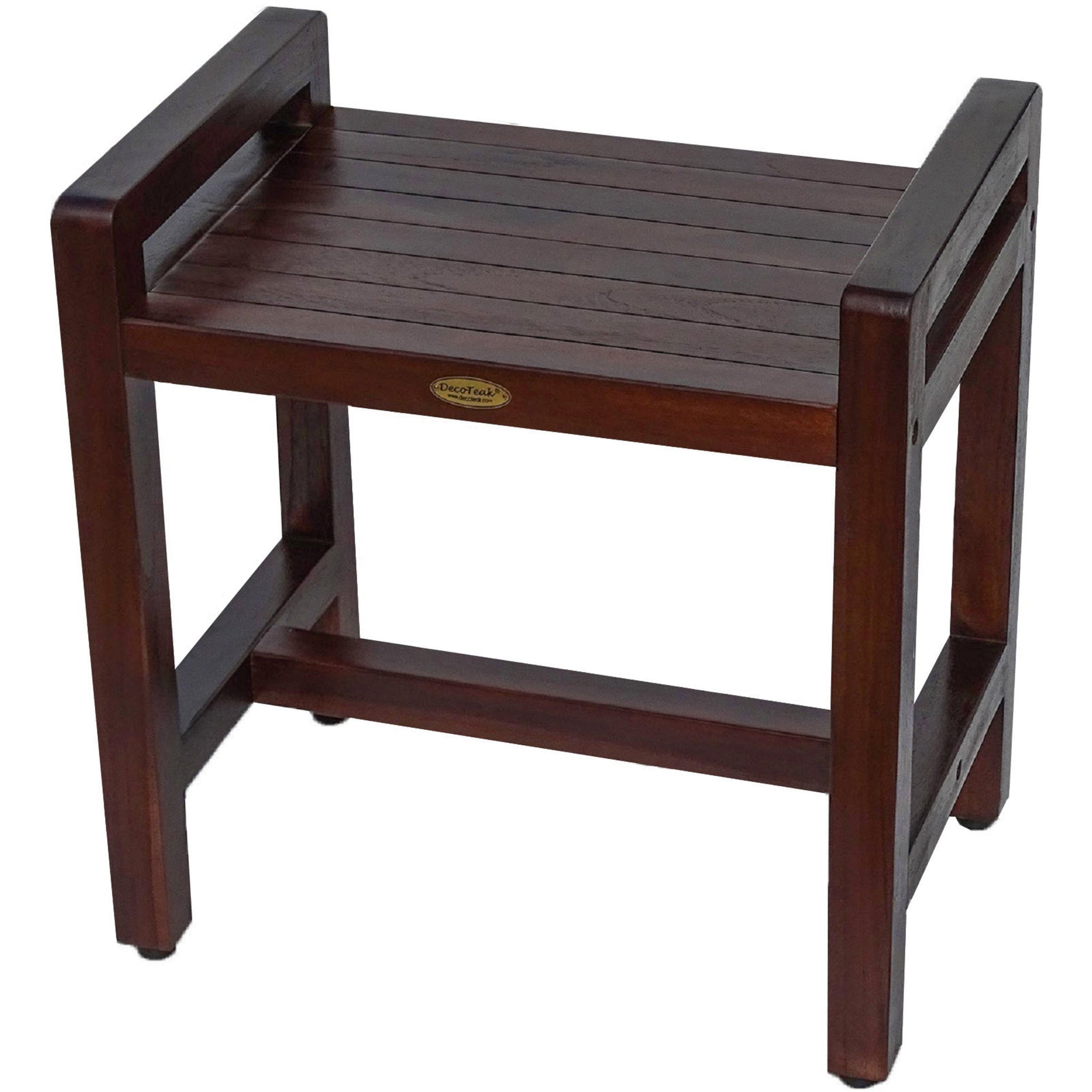 DecoTeak by E&T Horizons, DecoTeak Eleganto 20" Woodland Brown Solid Teak Wood Shower Bench With LiftAide Arms