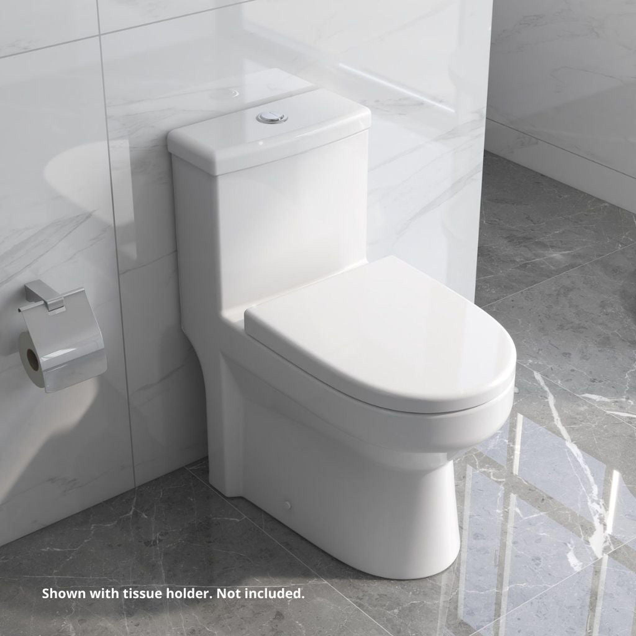 DeerValley, DeerValley DV-1F52813 Liberty 13" x 28" White Ceramic Dual Flush Round One-Piece Comfort Height Small Compact-Size Toilet With Soft Closing Seat