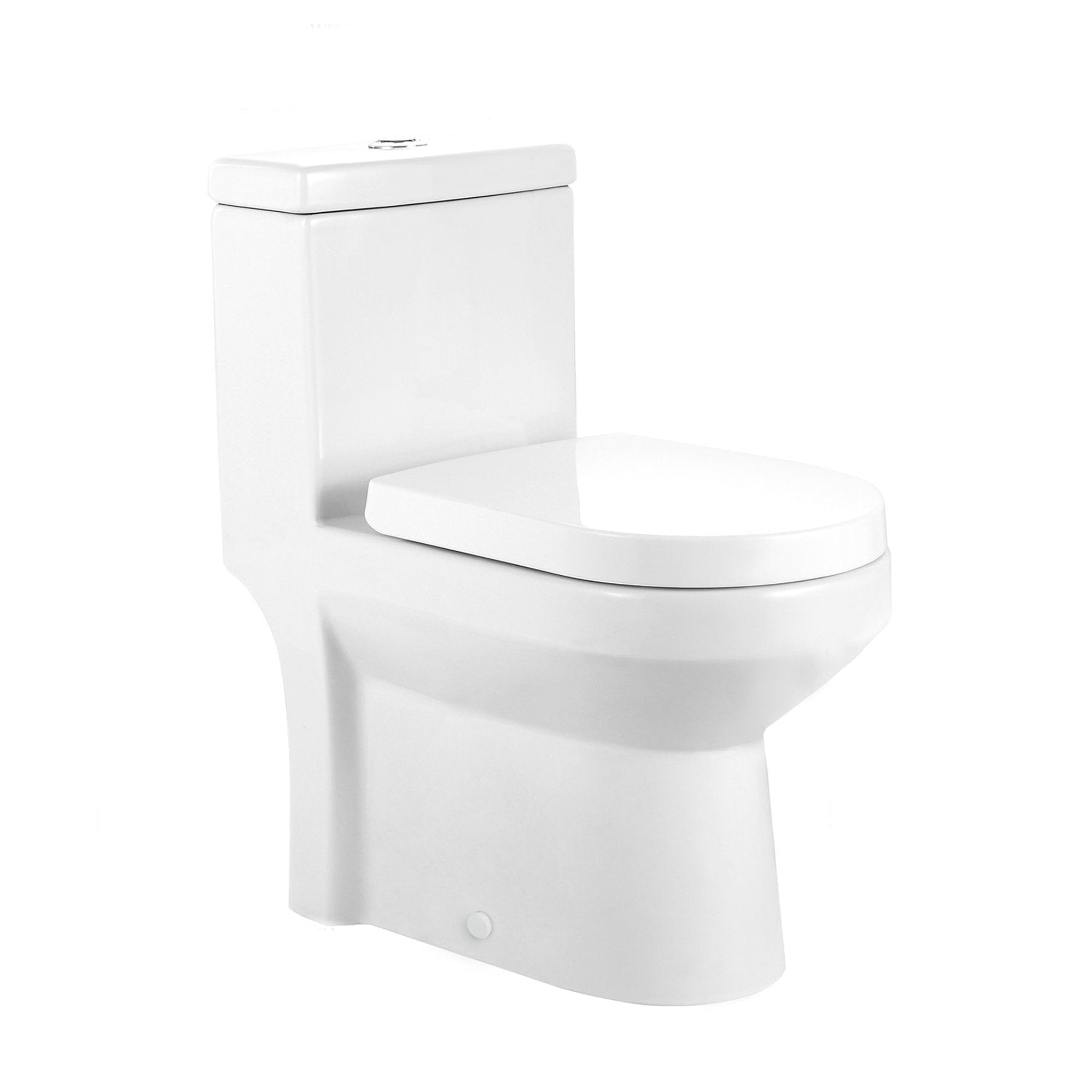 DeerValley, DeerValley DV-1F52813 Liberty 13" x 28" White Ceramic Dual Flush Round One-Piece Comfort Height Small Compact-Size Toilet With Soft Closing Seat