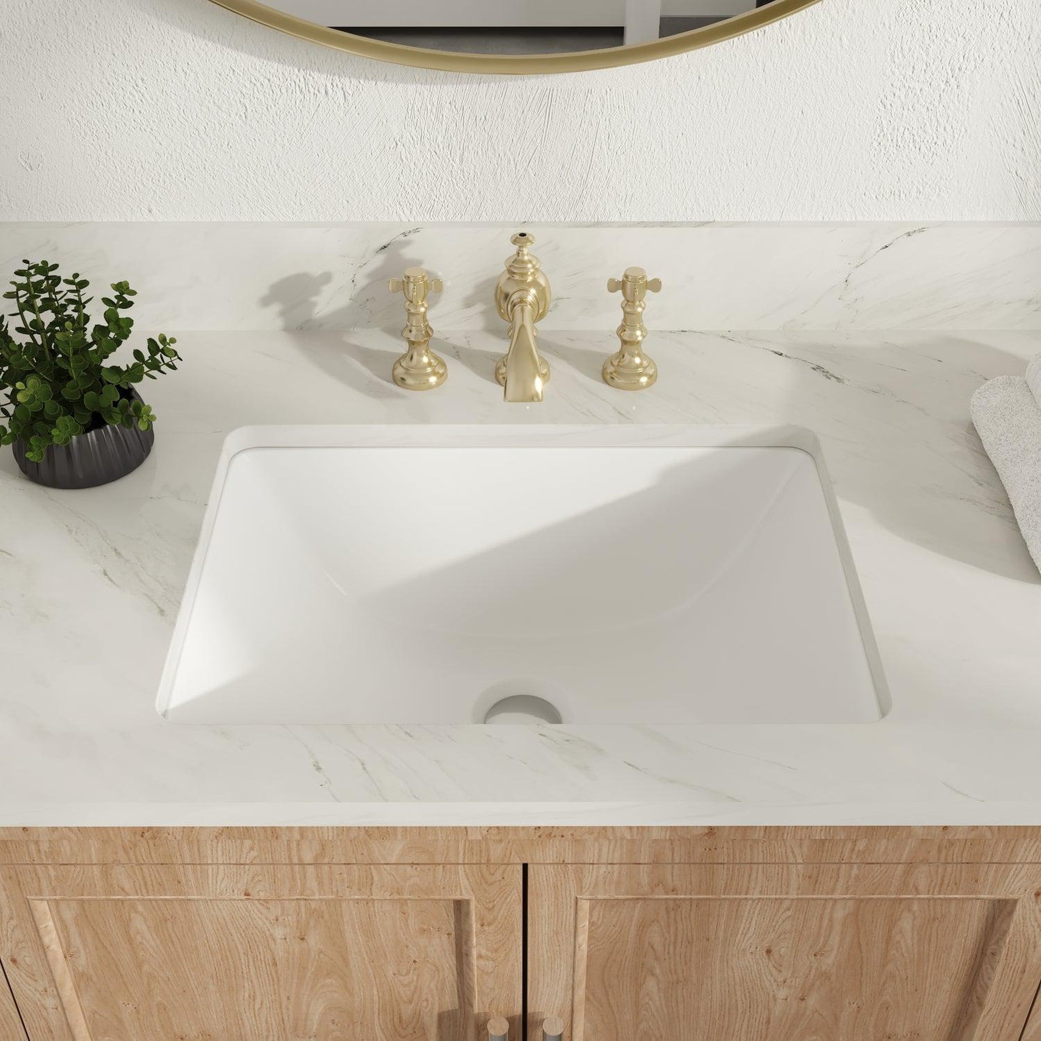 DeerValley, DeerValley DV-1U306 Ursa 18" x 13" Rectangular Undermount Bathroom Sink With Overflow Hole