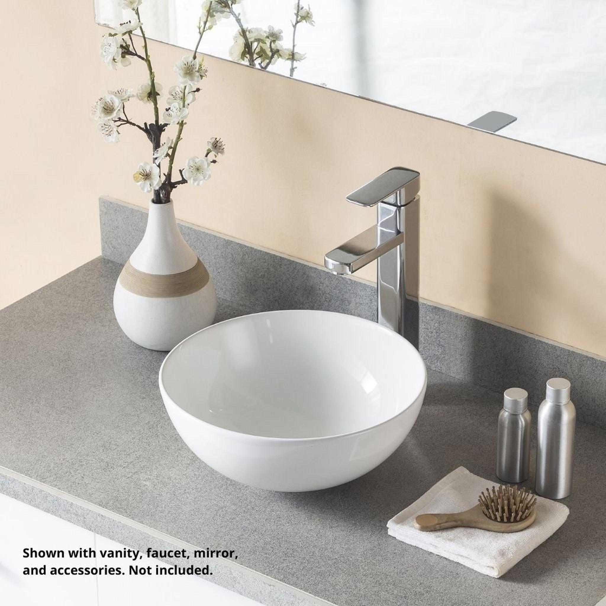 DeerValley, DeerValley DV-1V061 13" x 13" x 5.5" White Round Ceramic Vessel Sink