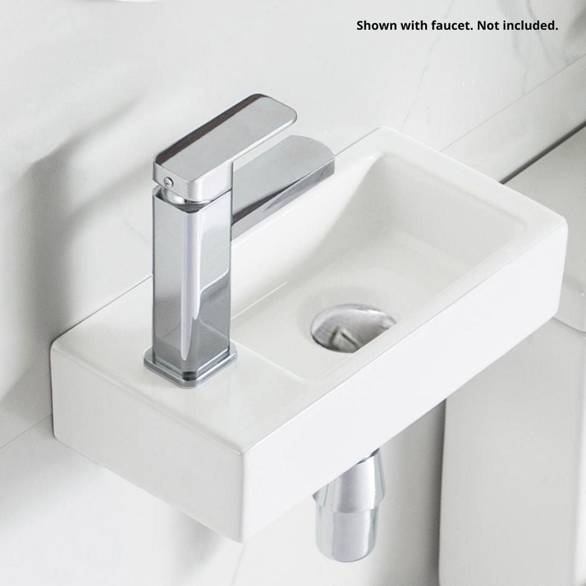 DeerValley, DeerValley DV-1V081L 7" x 15" x 4" White Rectangular Ceramic Wall-Mount Sink With Left Hand Single Faucet Drilling