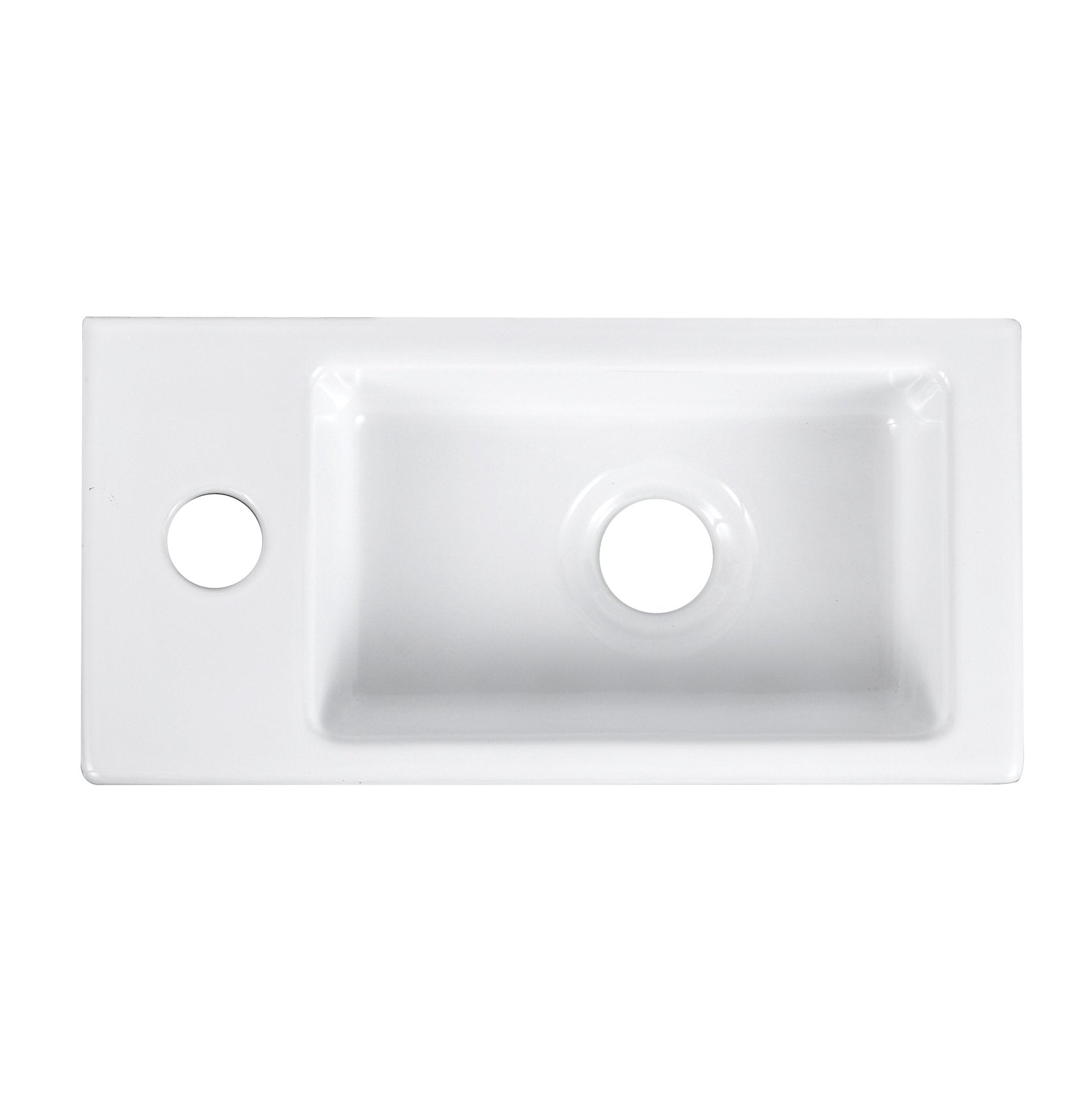 DeerValley, DeerValley DV-1V081L 7" x 15" x 4" White Rectangular Ceramic Wall-Mount Sink With Left Hand Single Faucet Drilling