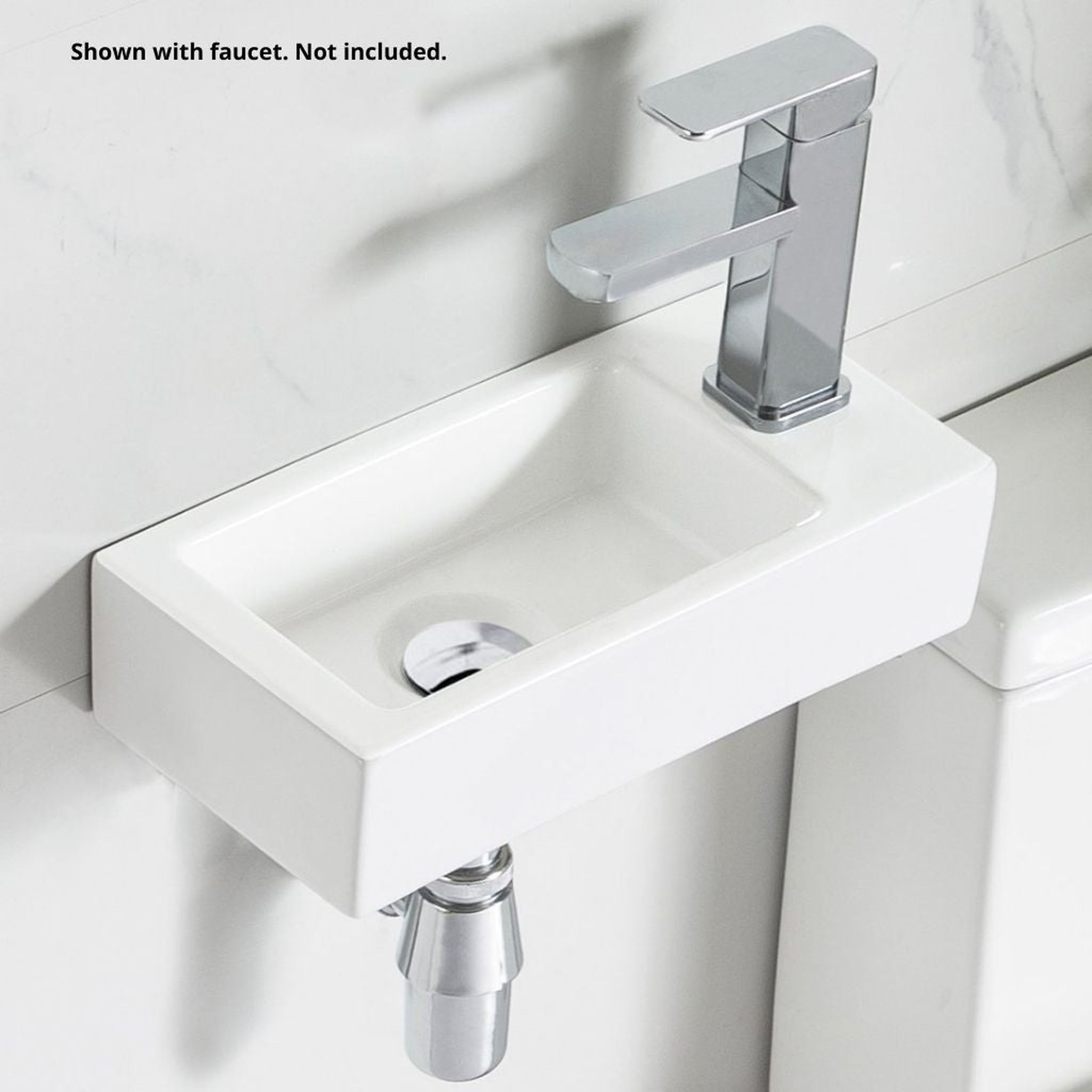 DeerValley, DeerValley DV-1V081R 7" x 15" x 4" White Rectangular Ceramic Wall-Mount Sink With Right Hand Single Faucet Drilling