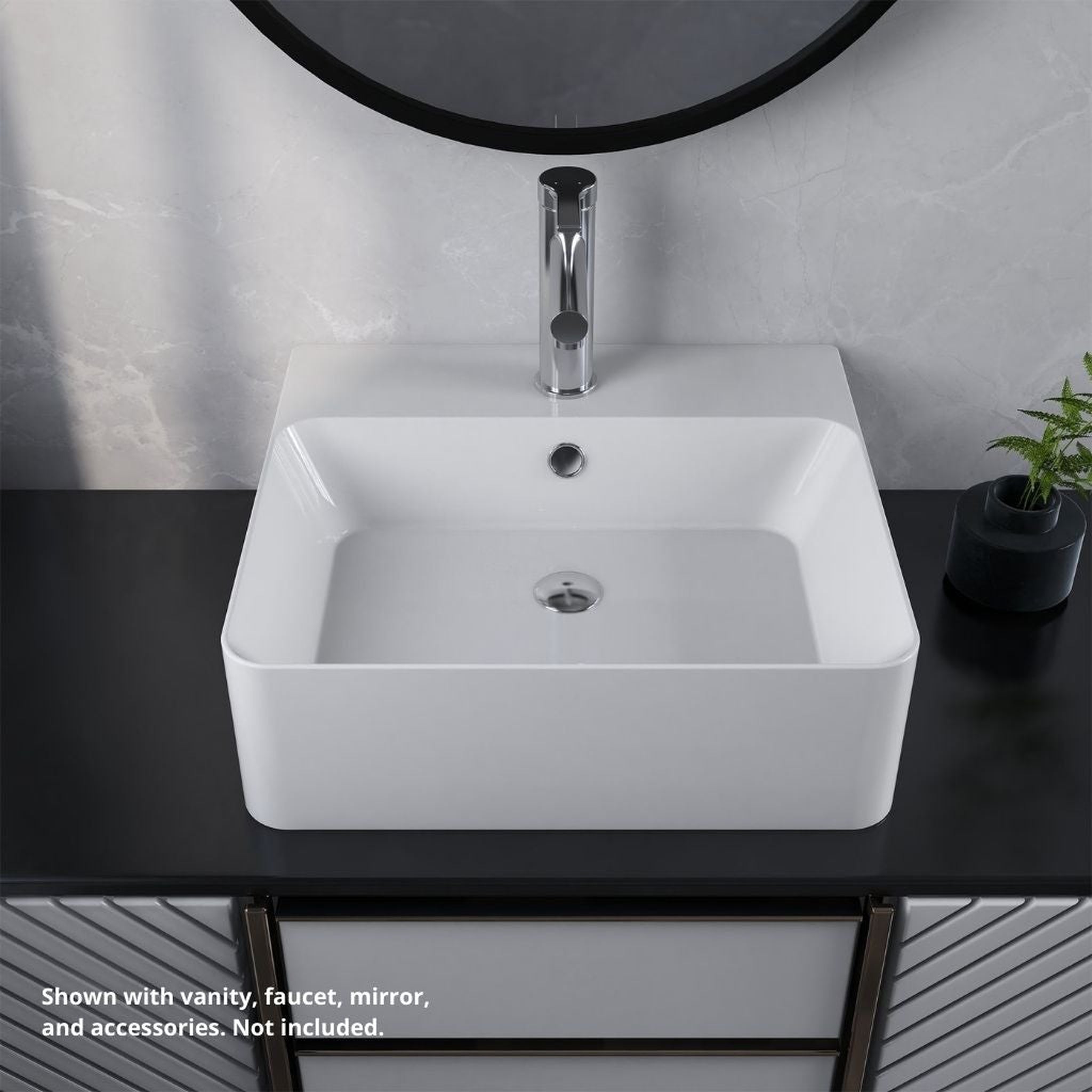 DeerValley, DeerValley DV-1V231 17" x 18" x 6" White Rectangular Ceramic Vessel Sink With Overflow And One Faucet Hole