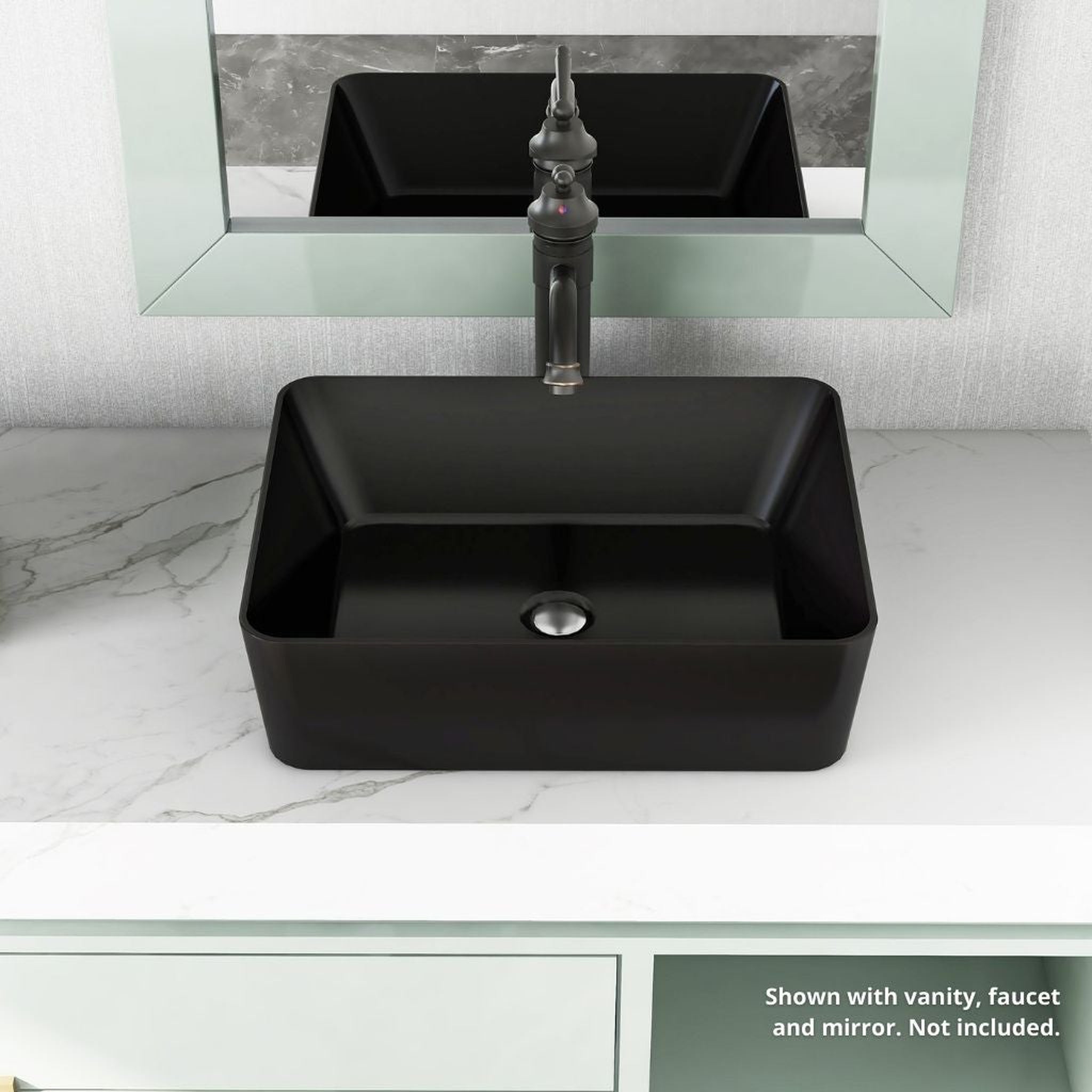 DeerValley, DeerValley DV-2V031 15" x 19" x 6" Black Rectangular Ceramic Vessel Sink