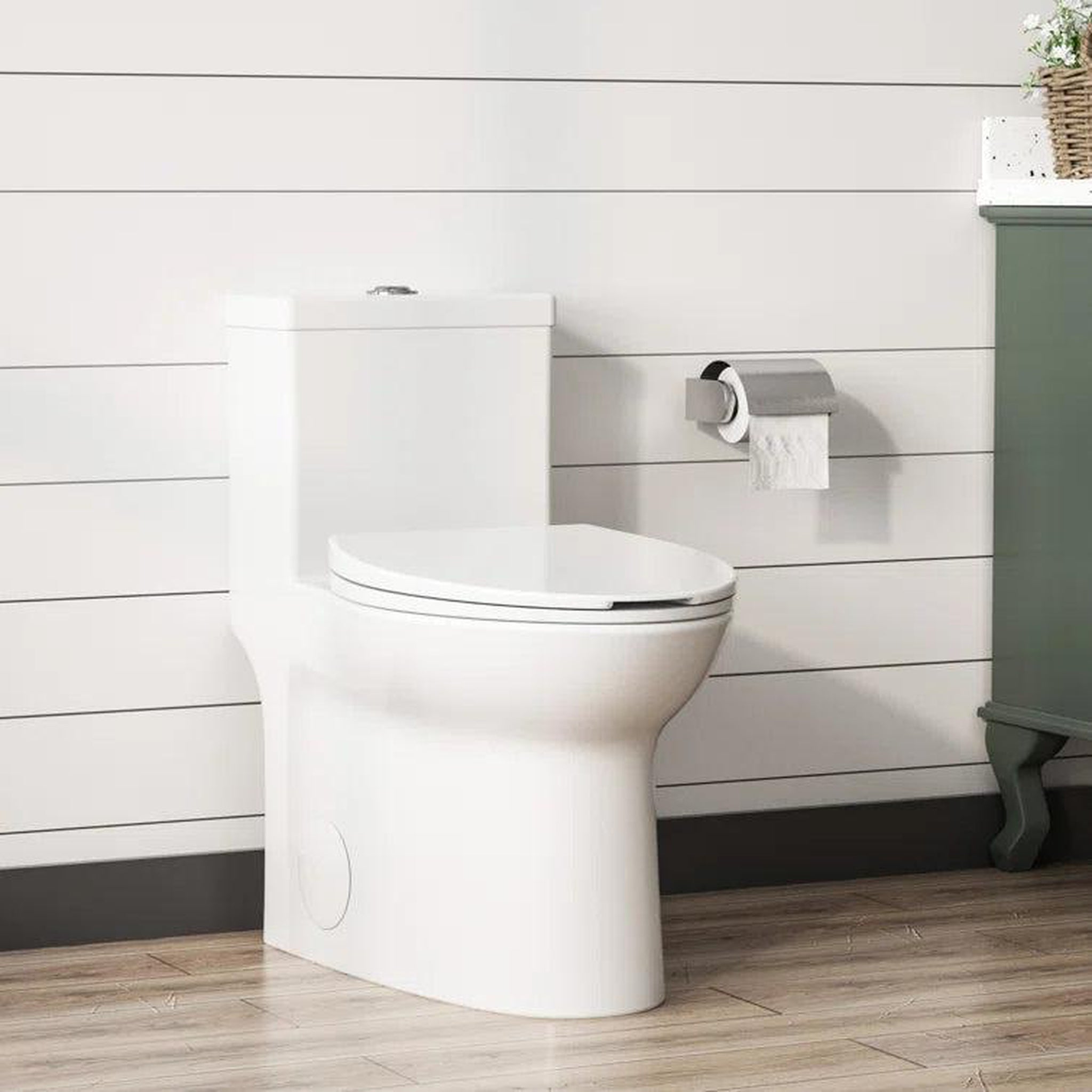 DeerValley, DeerValley Symmetry 1.1/1.6 GPF Dual Flush Elongated White Ceramic Comfort Height One-Piece Toilet With Soft Closing Seat