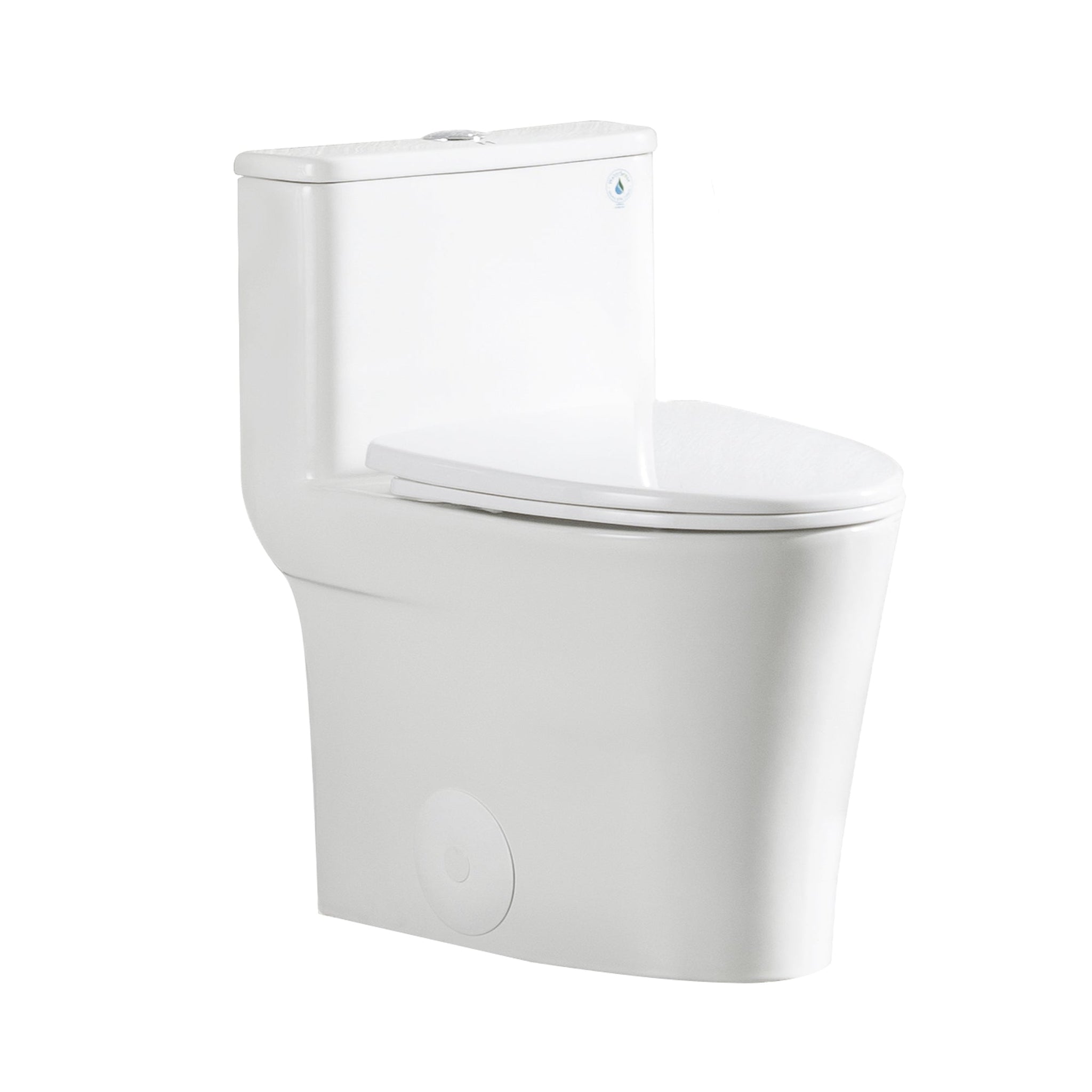 DeerValley, DeerValley Symmetry 1.28 GPF Water Efficient Ceramic Easy-to-Clean Elongated One-Piece Mid-Size Toilet With Soft Closing Seat