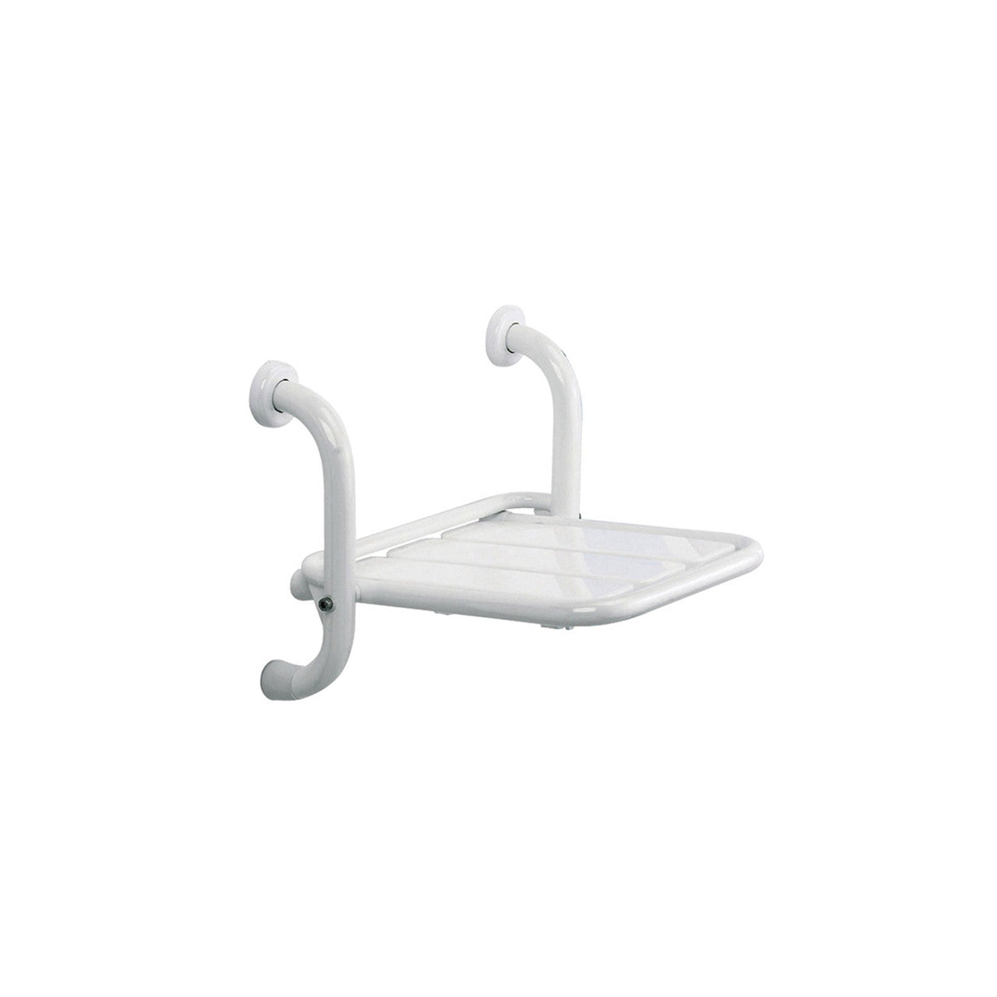 Design By Intent - Ever Life Designs, Design By Intent - Ever Life Designs Elegancia 14" Wall Mount Stainless Steel Folding Shower Seat in White