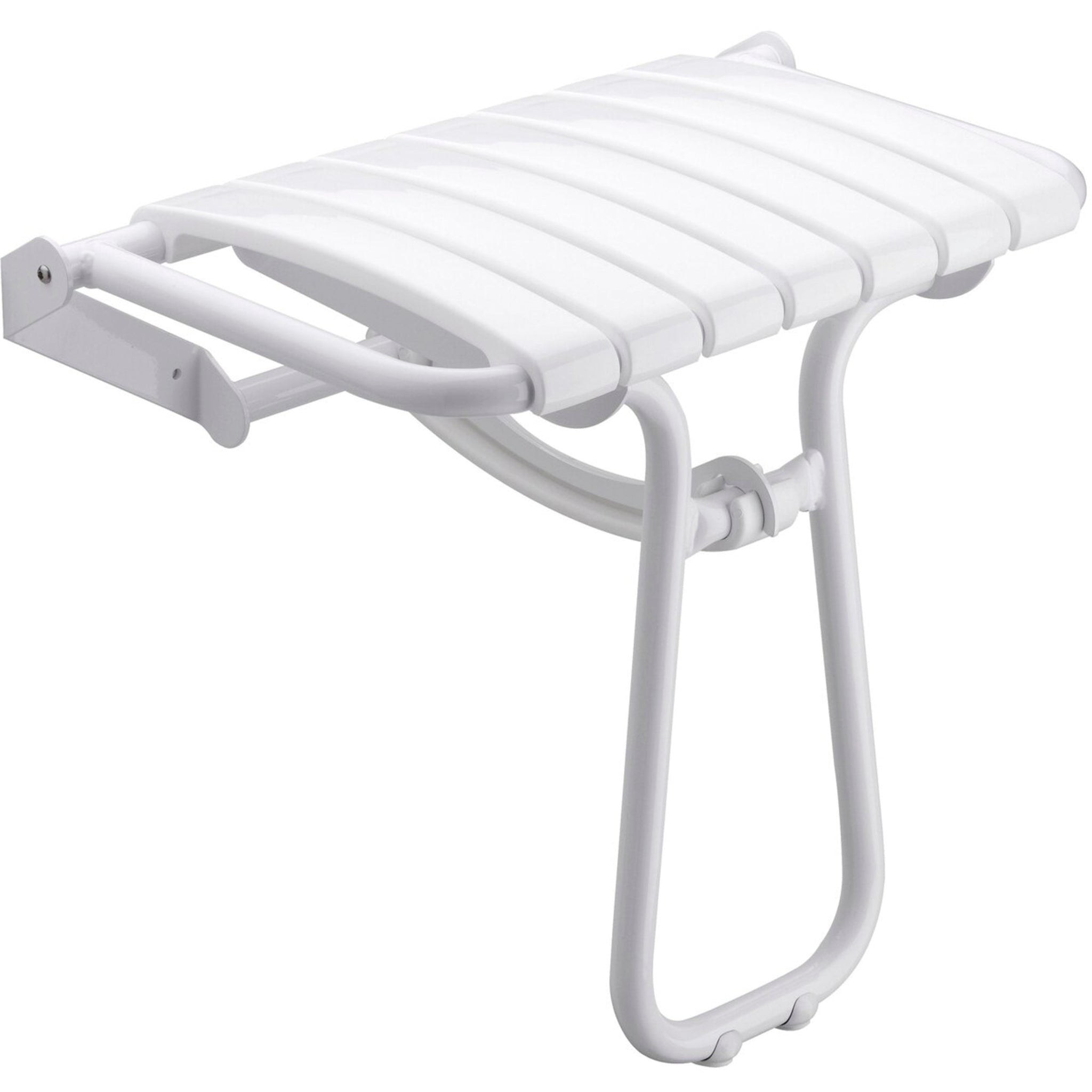 Design By Intent - Pellet, Design By Intent - Pellet Elegancia 20" Wall Mount Fold Away White Shower Seat With Integrated Support Stand