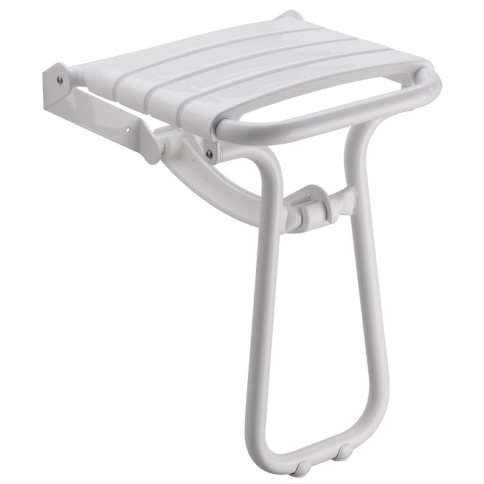 Design By Intent - Pellet, Design By Intent - Pellet Elegancia 20" Wall Mount Fold Away White Shower Seat With Integrated Support Stand