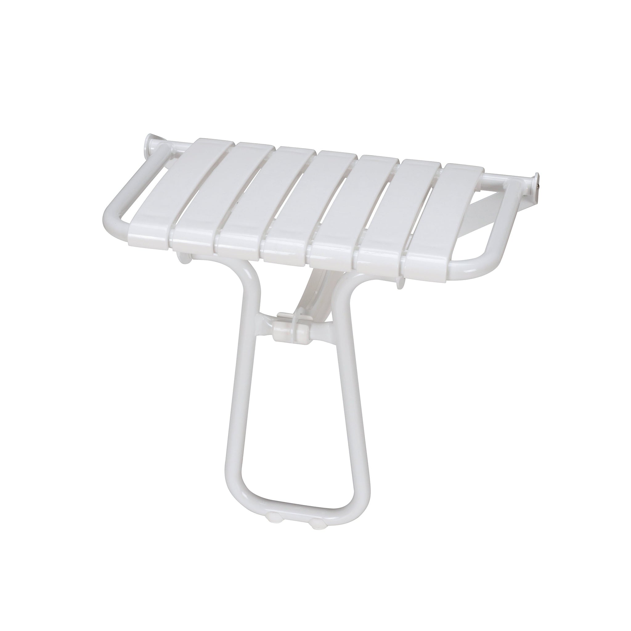 Design By Intent - Pellet, Design By Intent - Pellet Elegancia 23" Wall Mount Fold Away White Shower Seat With Integrated Support Stand