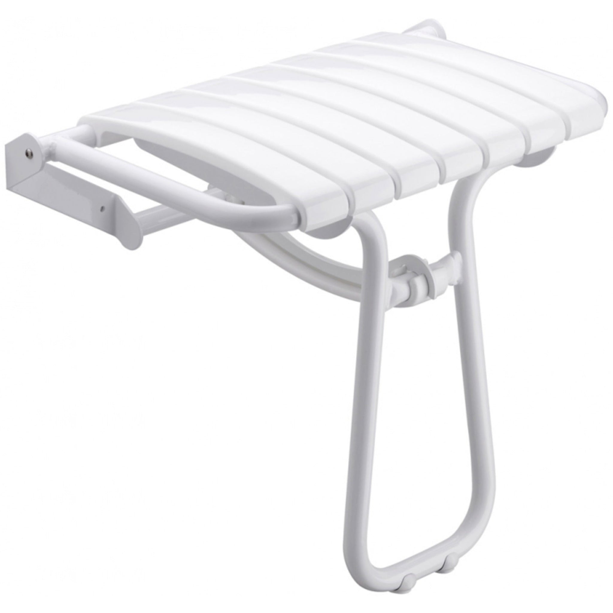 Design By Intent - Pellet, Design By Intent - Pellet Elegancia 23" Wall Mount Fold Away White Shower Seat With Integrated Support Stand