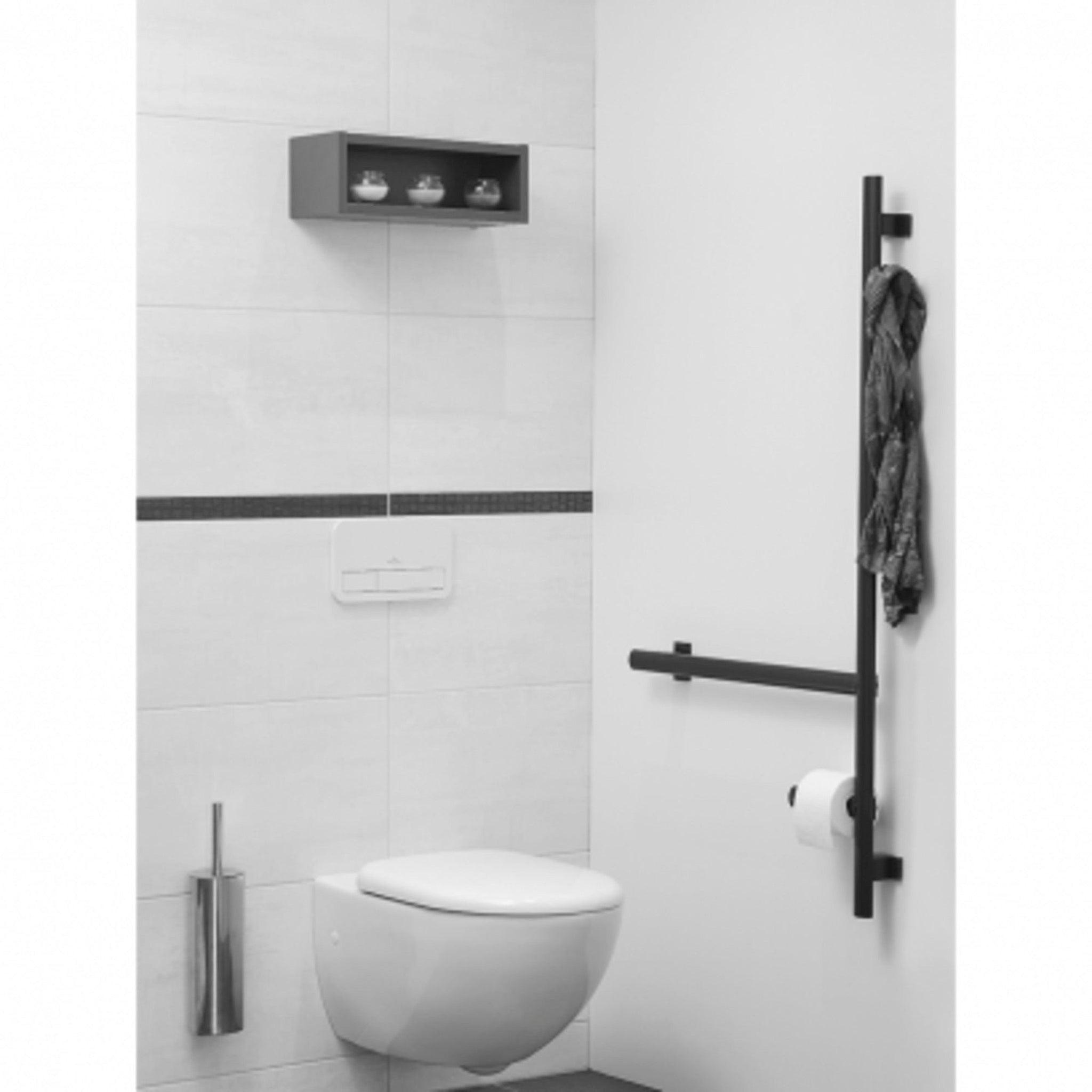 Design By Intent - Pellet, Design By Intent - Pellet Ellipso 28" Black Grab Bar With Toilet Paper Holder and Robe Hook